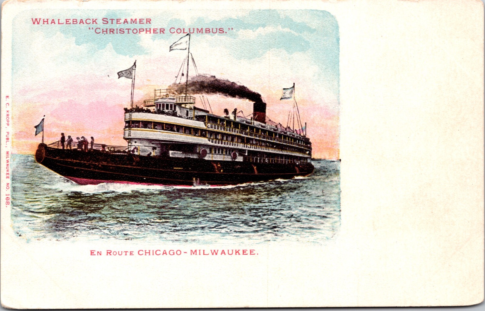Vintage Postcard Whaleback Steamer “Christopher Columbus” Chicago-Milwaukee Vintage Postcard Whaleback Steamer “Christopher Columbus” Chicago-Milwaukee