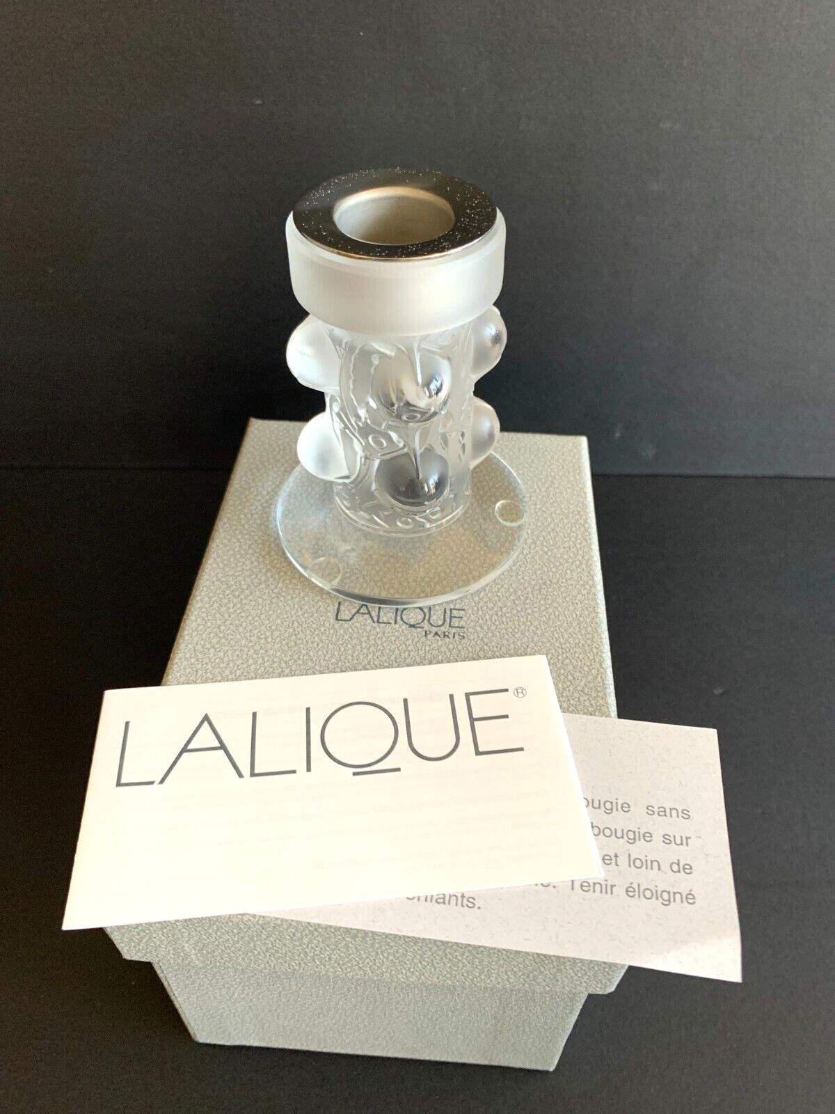 LALIQUE, THORN, CANDLE HOLDER MOSSI, CRYSTAL, CERTIFICATE LALIQUE, THORN, CANDLE HOLDER MOSSI, CRYSTAL, CERTIFICATE