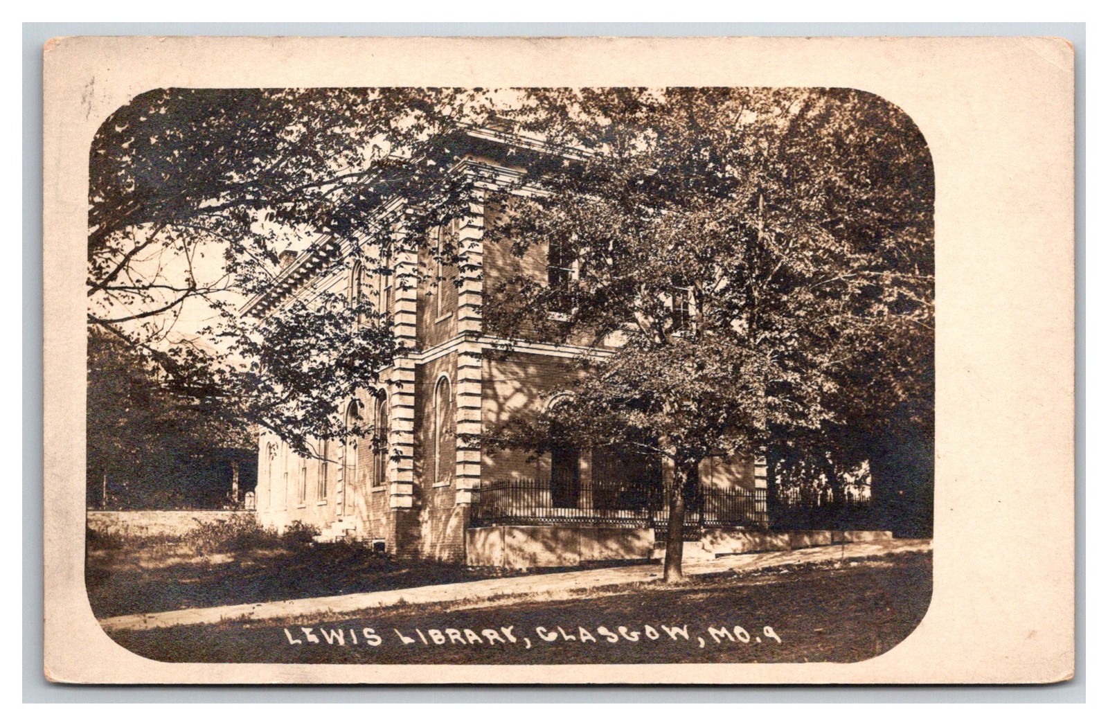 RPPC GLASGOW MISSOURI MO. LEWIS LIBRARY BUILDING MO street view