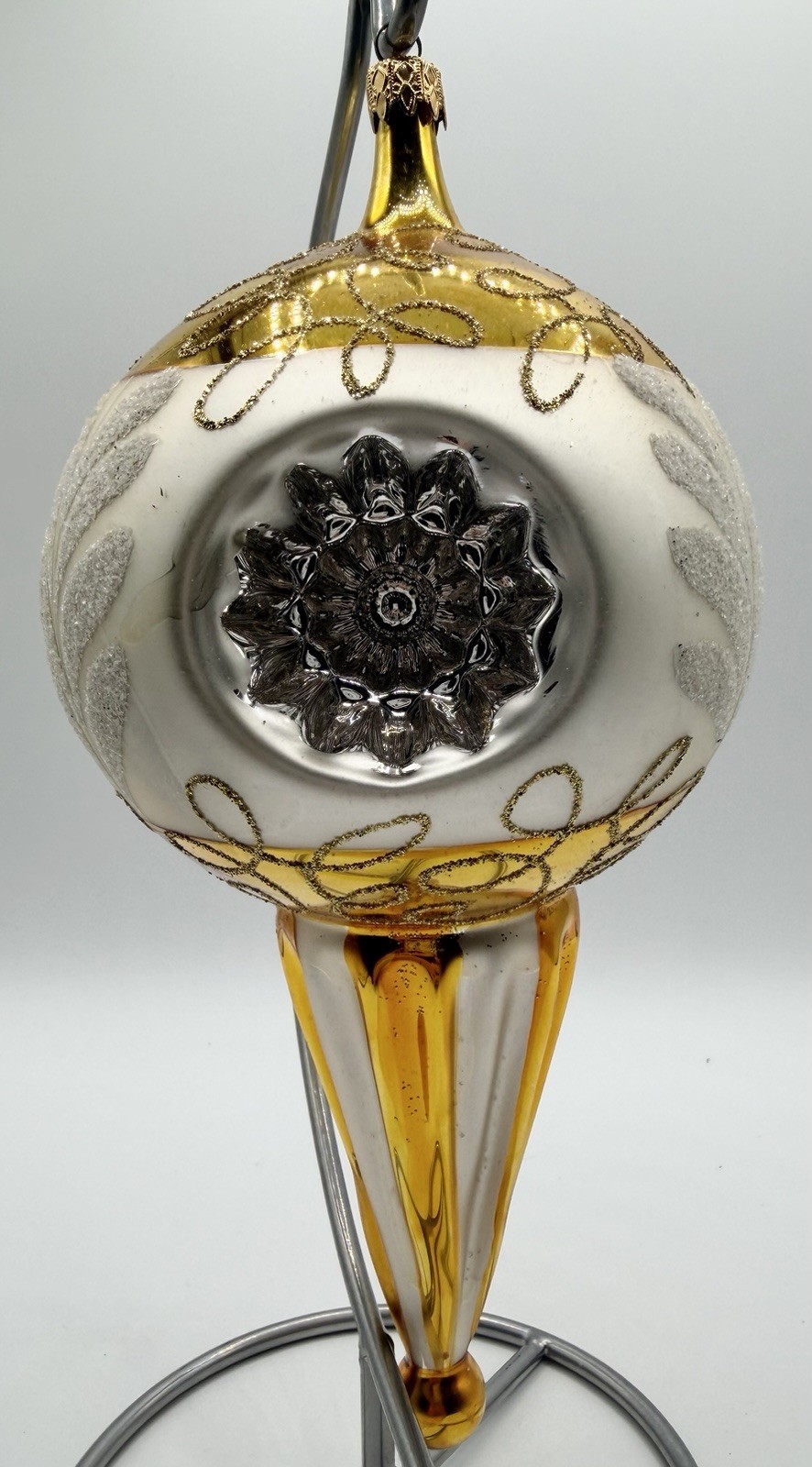 Vintage Bronner’s Italy Jumbo Glass Reflector Finial Ornament West Germany Cap