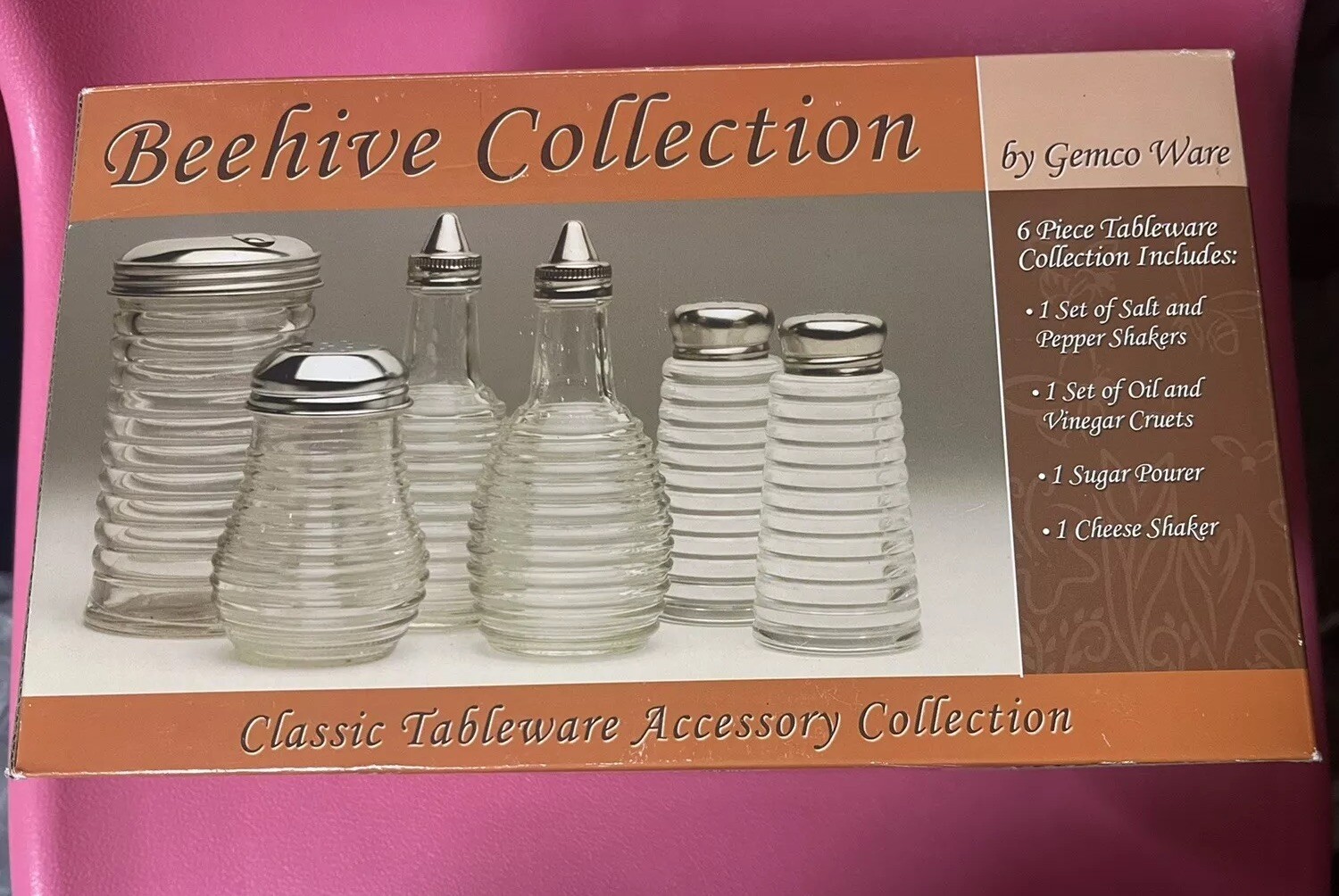 Gemco Ware Beehive Collection Classic Tableware Accessory Glass 6 Piece Set