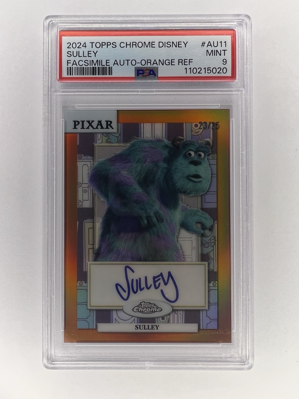 2024 Topps Chrome Disney Autograph Of Sulley True Orange Refractor /25