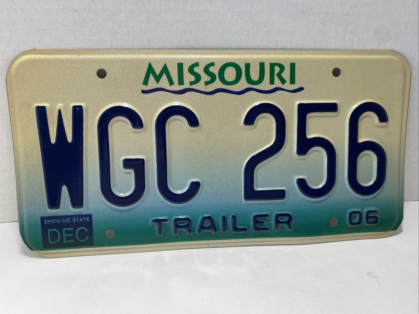 Missouri 2006 Trailer License Plate Show-Me State #WGC 256