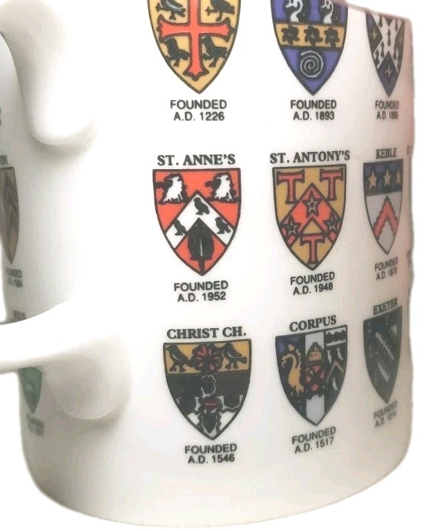 Rare Vintage Oxford U Arms Crests Of Colleges Coffee Tea Mug 12oz 4\ Rare Vintage Oxford U Arms Crests Of Colleges Coffee Tea Mug 12oz 4\