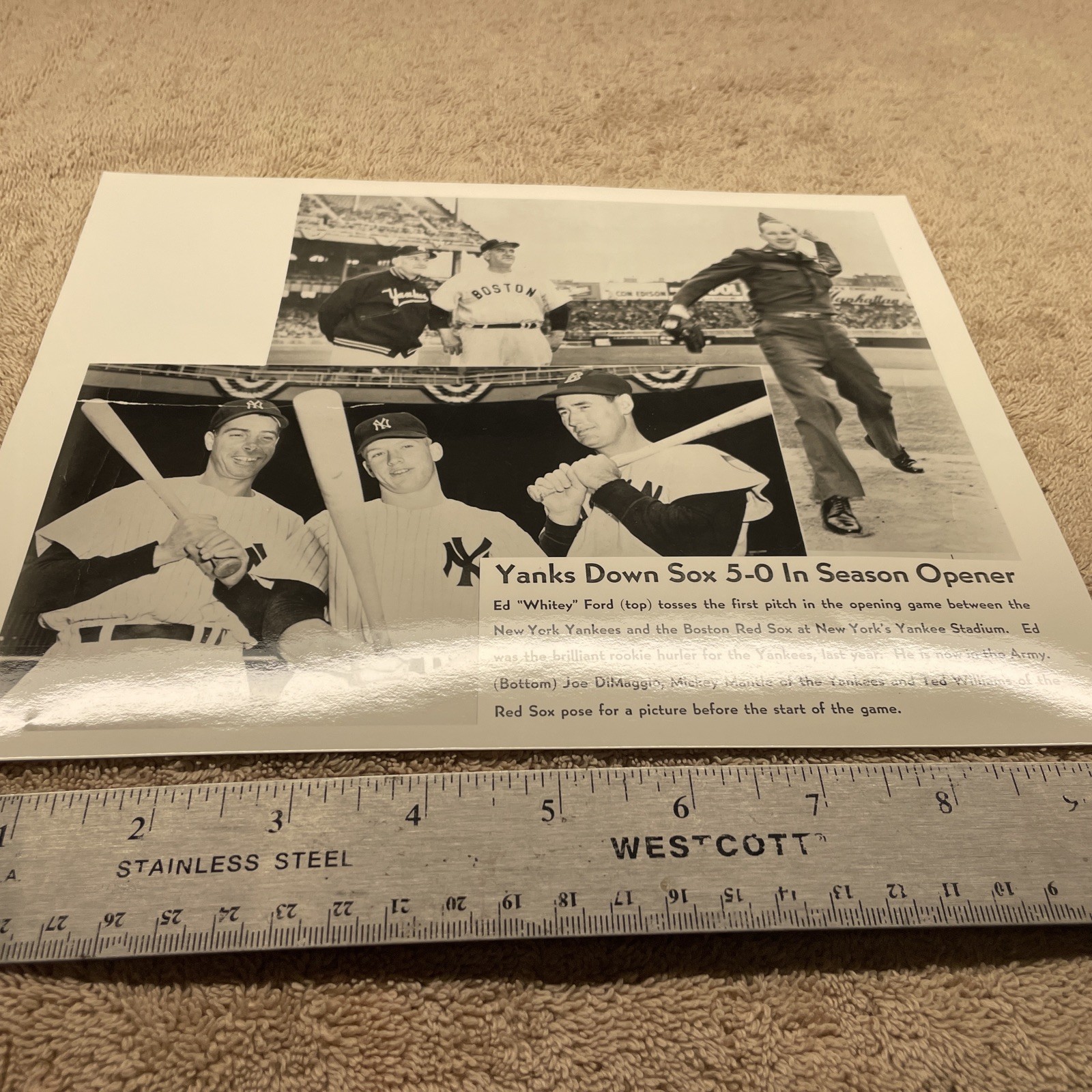 1951 Press Photo Mantle DiMaggio Williams Whitey Ford New York Yankees Boston 1951 Press Photo Mantle DiMaggio Williams Whitey Ford New York Yankees Boston