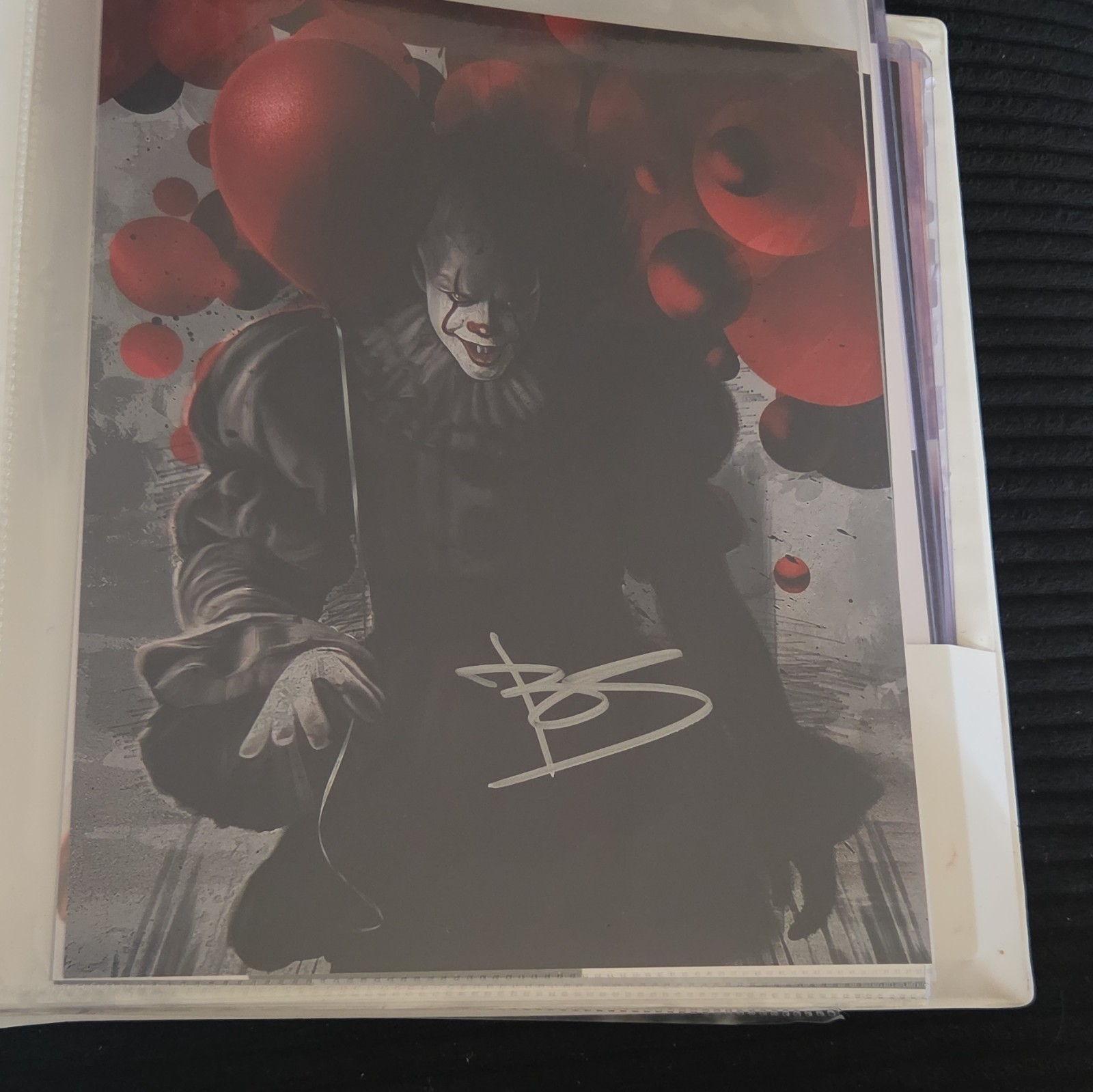 Signed Pennywise (IT) Color Comic Cover Art Print with Red Balloons