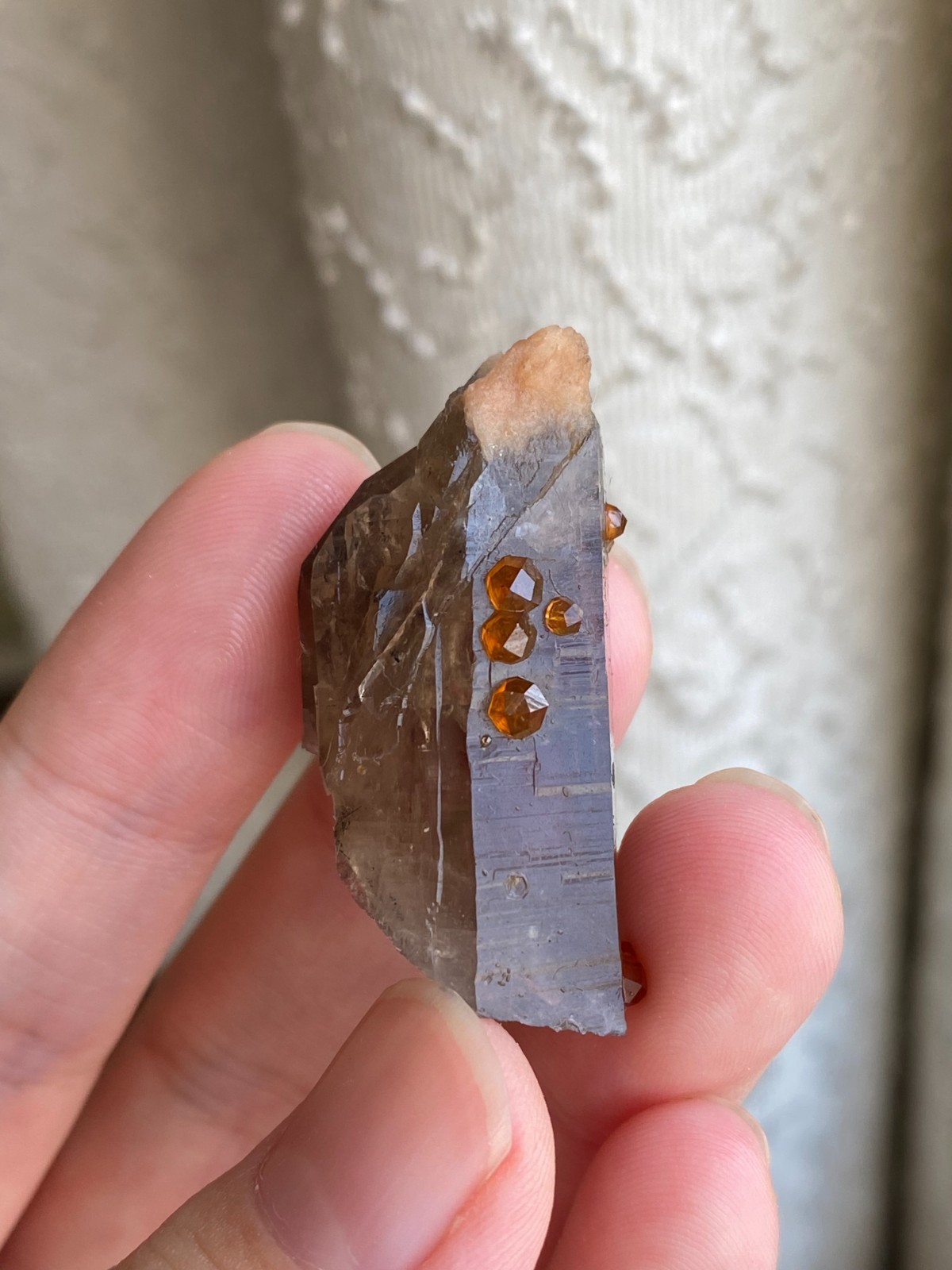Stunning Gem‑Grade Orange Garnet & Irregular Smoky Quartz Mineral Specimen