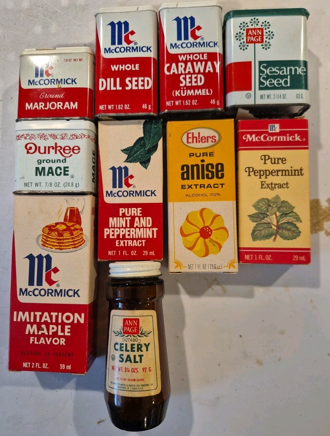 Lot Of 10 Vintage Spice And Flavorings