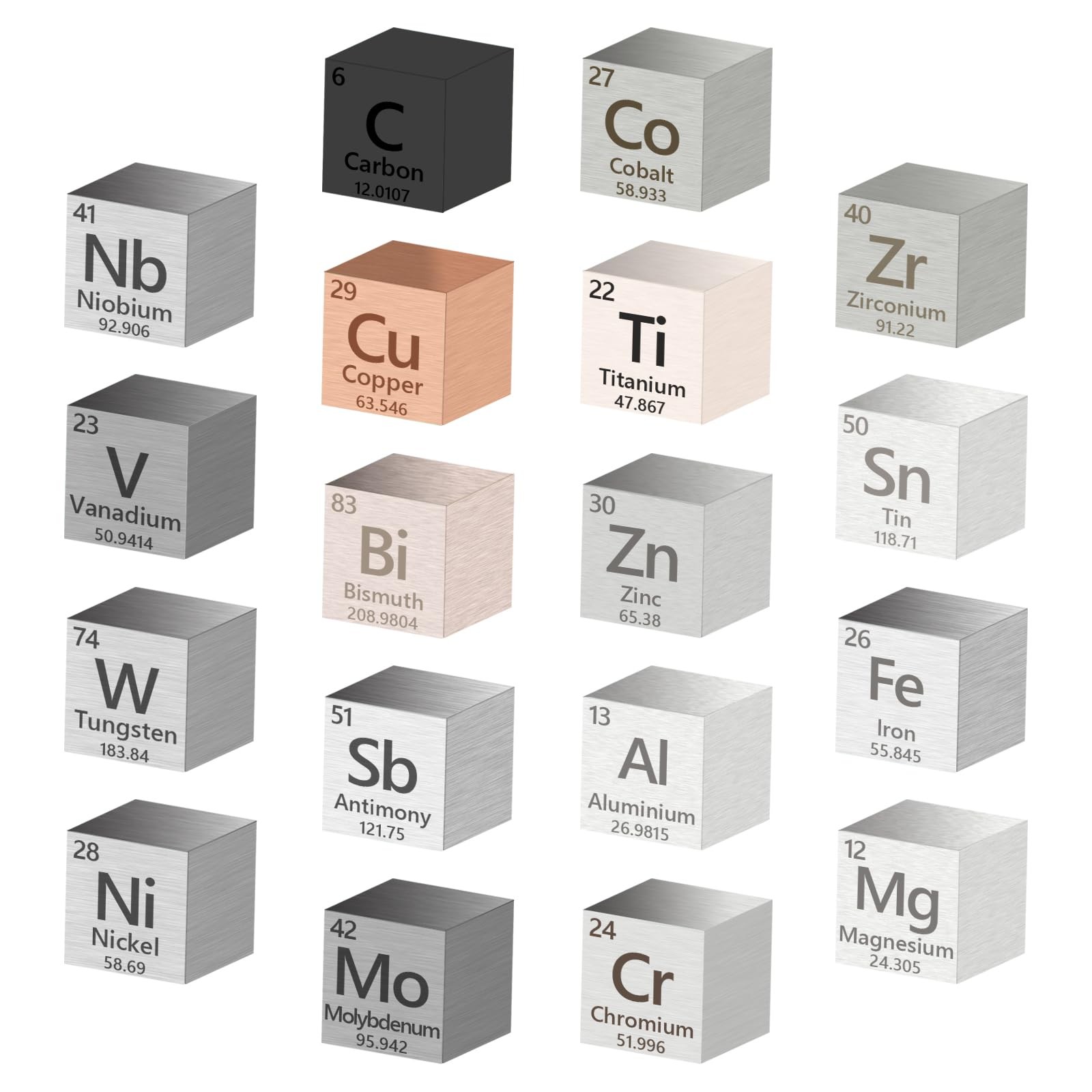 18 Pcs Metal Element Cube Density Cubes 99.99% High Purity, Periodic Table of 18 Pcs Metal Element Cube Density Cubes 99.99% High Purity, Periodic Table of
