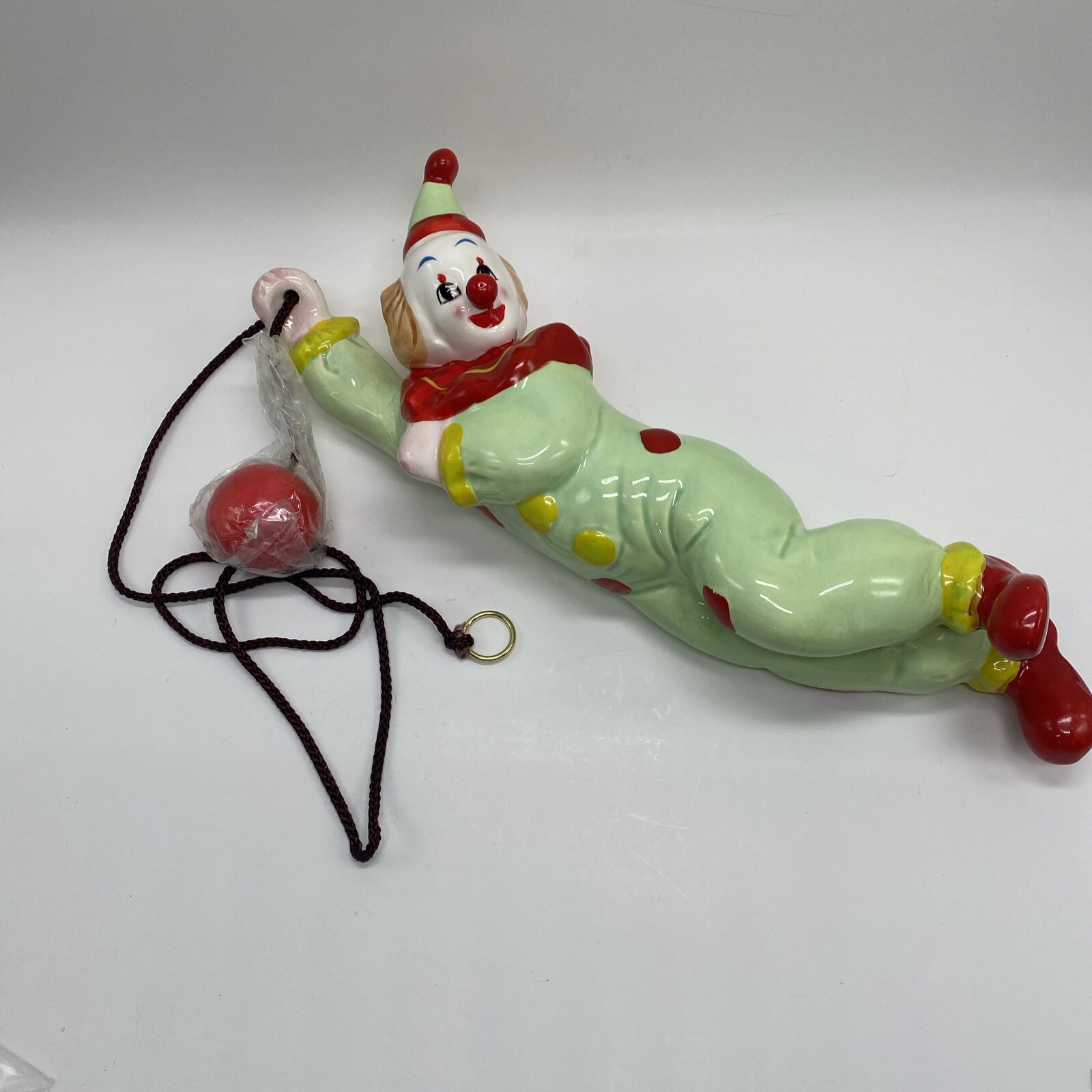 New Vintage Brinn's Hanging All Porcelain Clown Authentic Collectible~14 Inches
