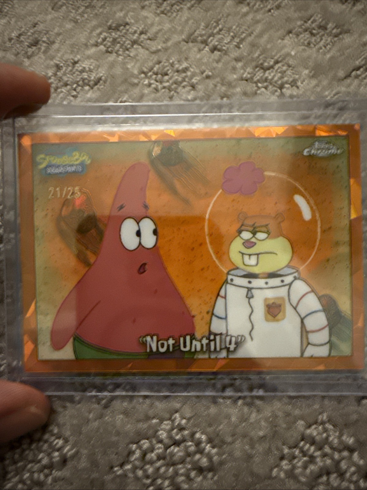 2025 Topps Chrome SpongeBob Sapphire Not Until 4 #91 Orange /25 2025 Topps Chrome SpongeBob Sapphire Not Until 4 #91 Orange /25