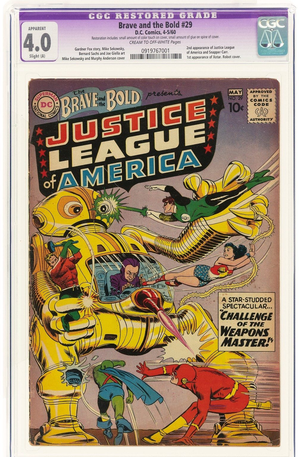 ⭐ BRAVE AND THE BOLD #29 CGC 4.0R-2ND Tryout OF JUSTICE LEAGUE OF AMERICA 1960 ⭐ ⭐ BRAVE AND THE BOLD #29 CGC 4.0R-2ND Tryout OF JUSTICE LEAGUE OF AMERICA 1960 ⭐