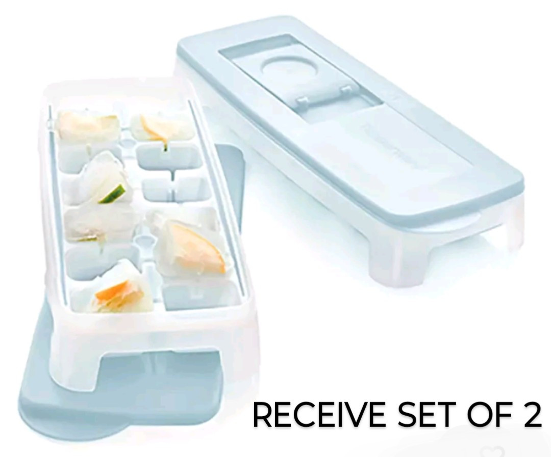 Tupperware Fresh N Pure Ice Cube Trays 2PC Set Press & Release ICE STAYS CLEAN 