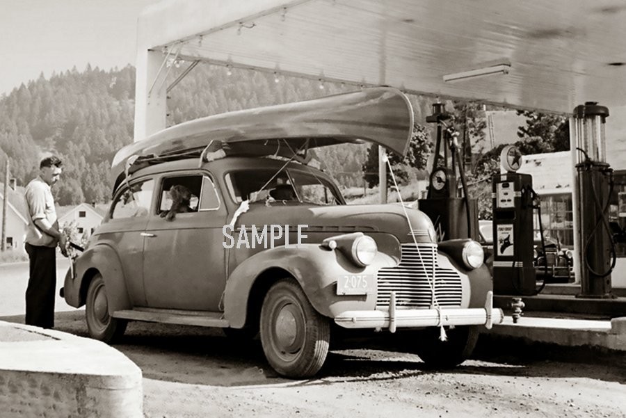 1940 CHEVROLET @TEXACO GAS STATION 4x6 Borderless PHOTO 1940 CHEVROLET @TEXACO GAS STATION 4x6 Borderless PHOTO