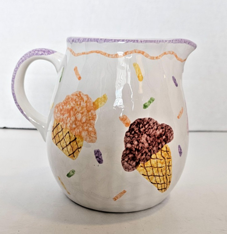 Cooks Club Pitcher Quality & Design Ceramic Water Jug Ice Cream Pattern Cooks Club Pitcher Quality & Design Ceramic Water Jug Ice Cream Pattern