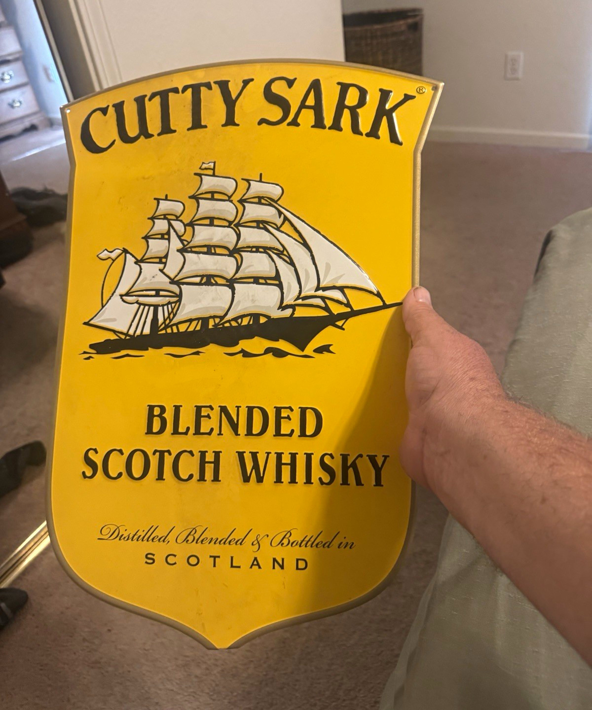 Cutty Sark Scotch Whisky Distillery Advertising Sign - Yellow Black White