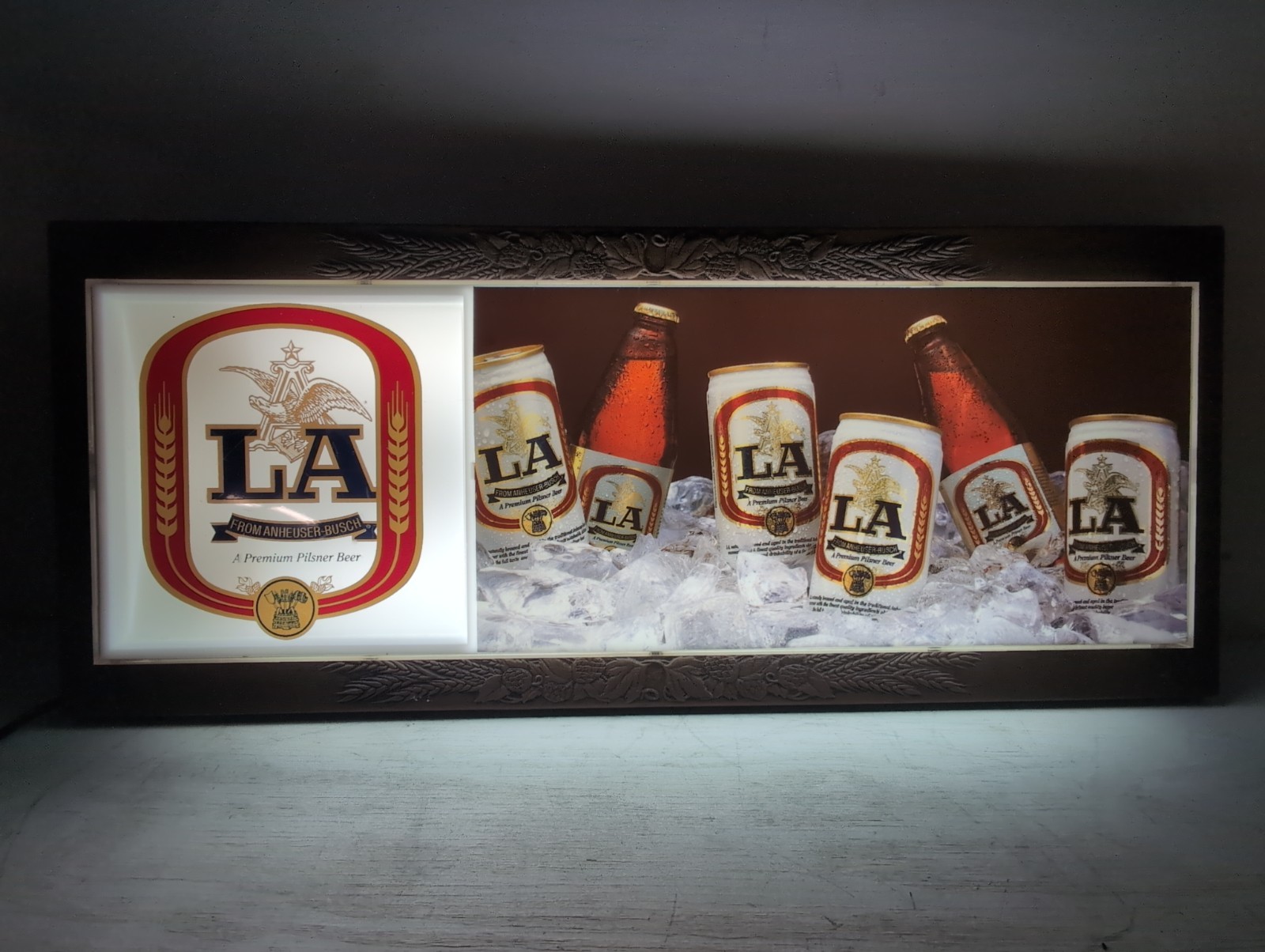 Vintage 1984 LA Beer By Anheuser-Busch Light Up Sign 33.5
