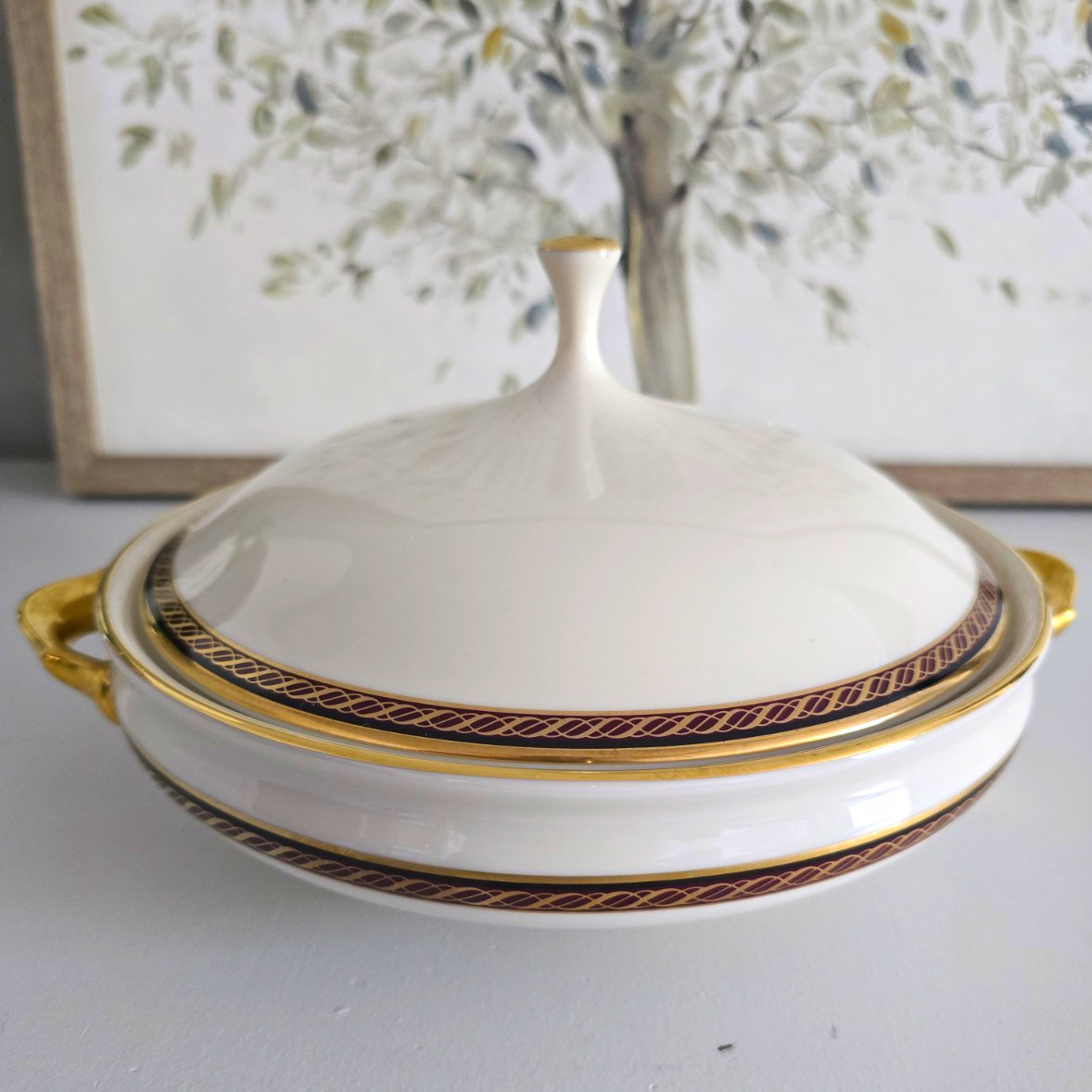 RARE Lenox Monroe Covered Vegetable Bowl Gold Trim Presidential Collection USA