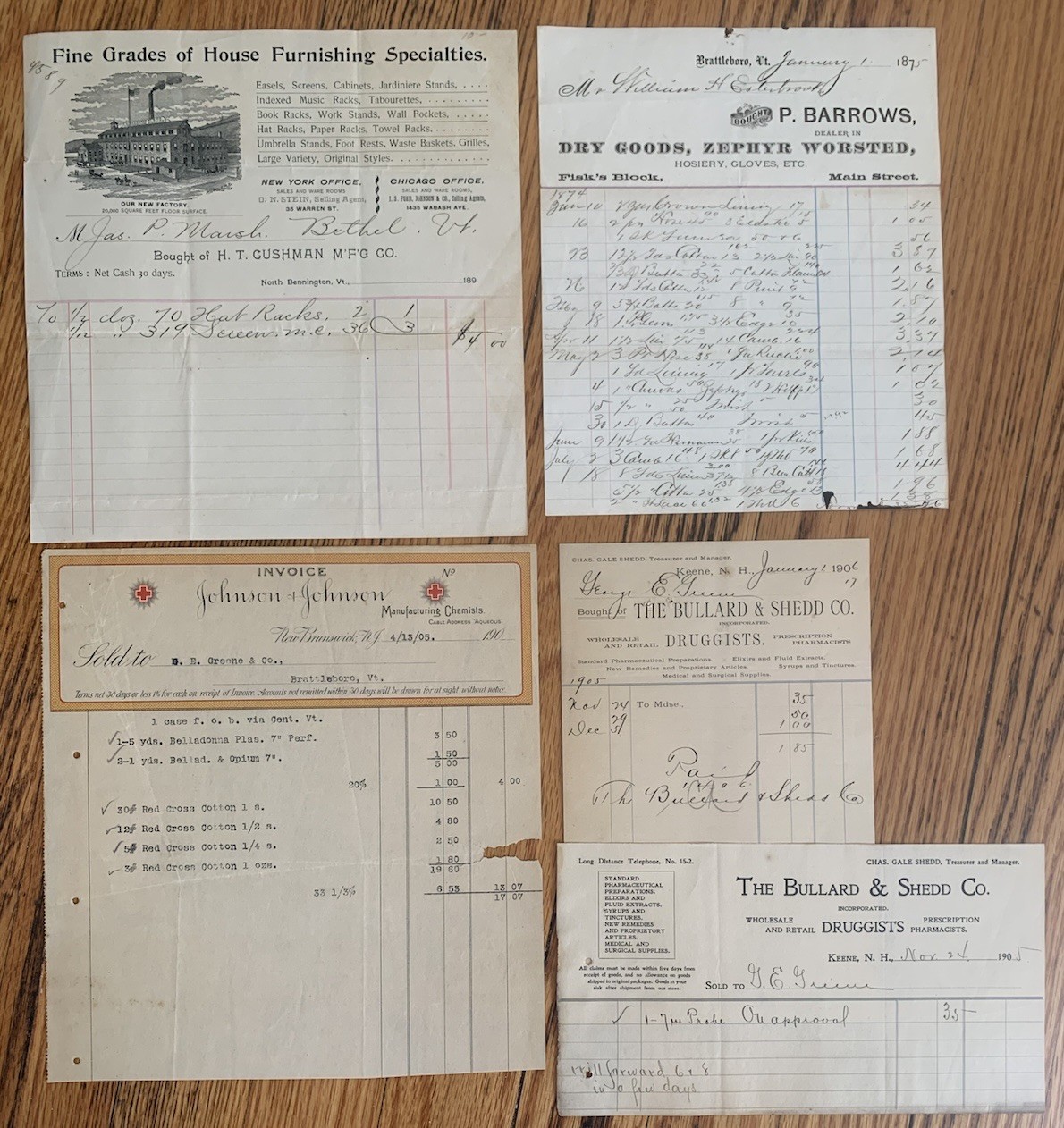 Antique Johnson & Johnson 1905 Invoice Dry Goods Billhead 1875 Ephemera Lot