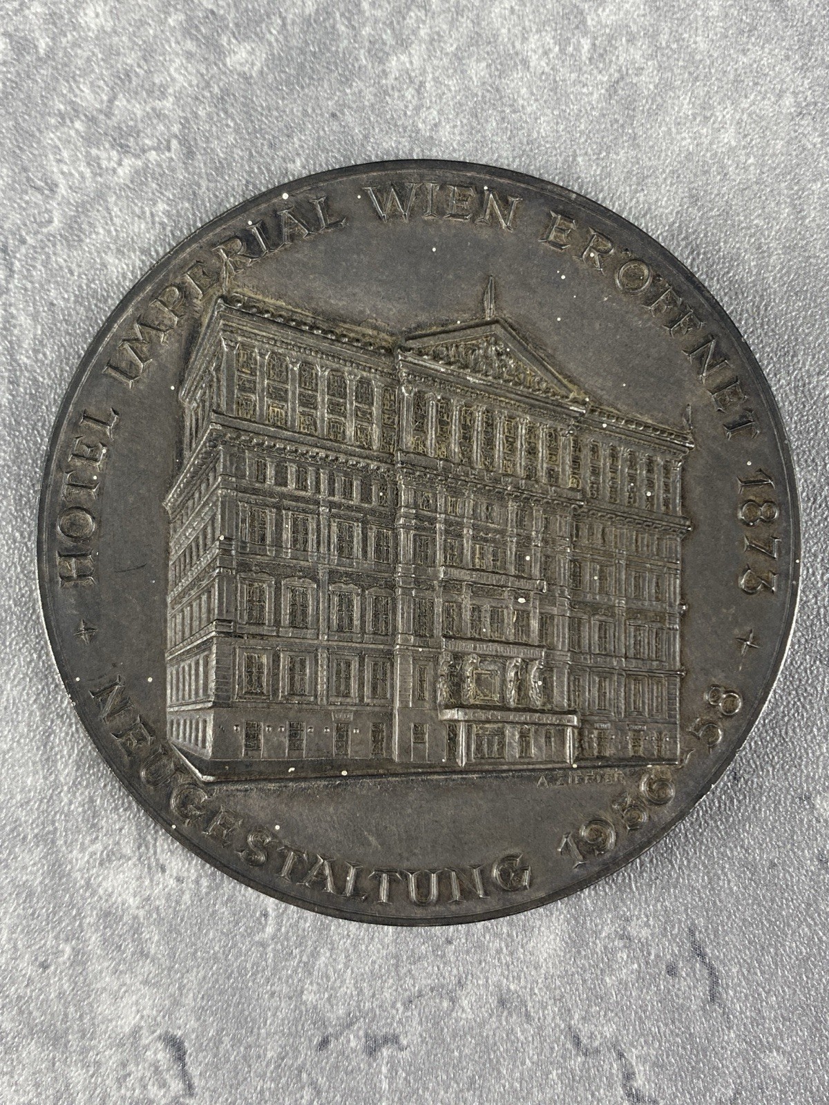 Hotel Imperial 1873 Vienna Austria Silvered Bronze Medal 1956-58 Alfred Zierler