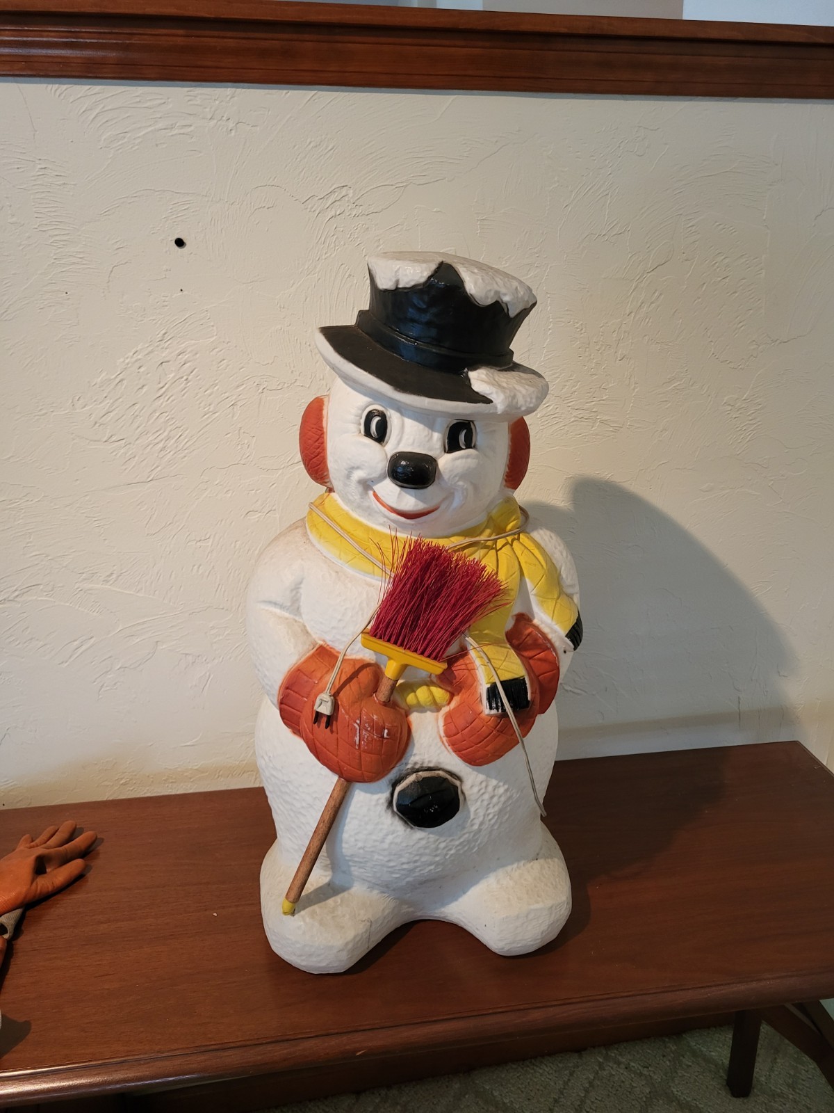 Vintage 31” Poloron Snowman w/ Broom Christmas Yard Blow Mold Decoration Plastic Vintage 31” Poloron Snowman w/ Broom Christmas Yard Blow Mold Decoration Plastic