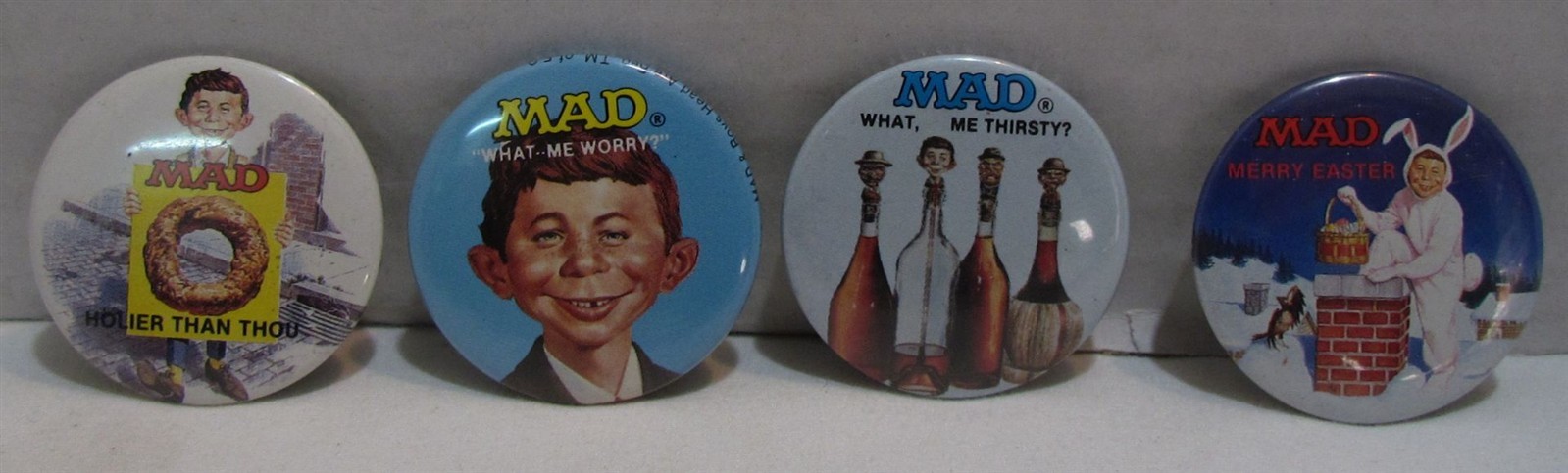 Four 1987 Bi-Rite Mad Magazine Pinback Buttons