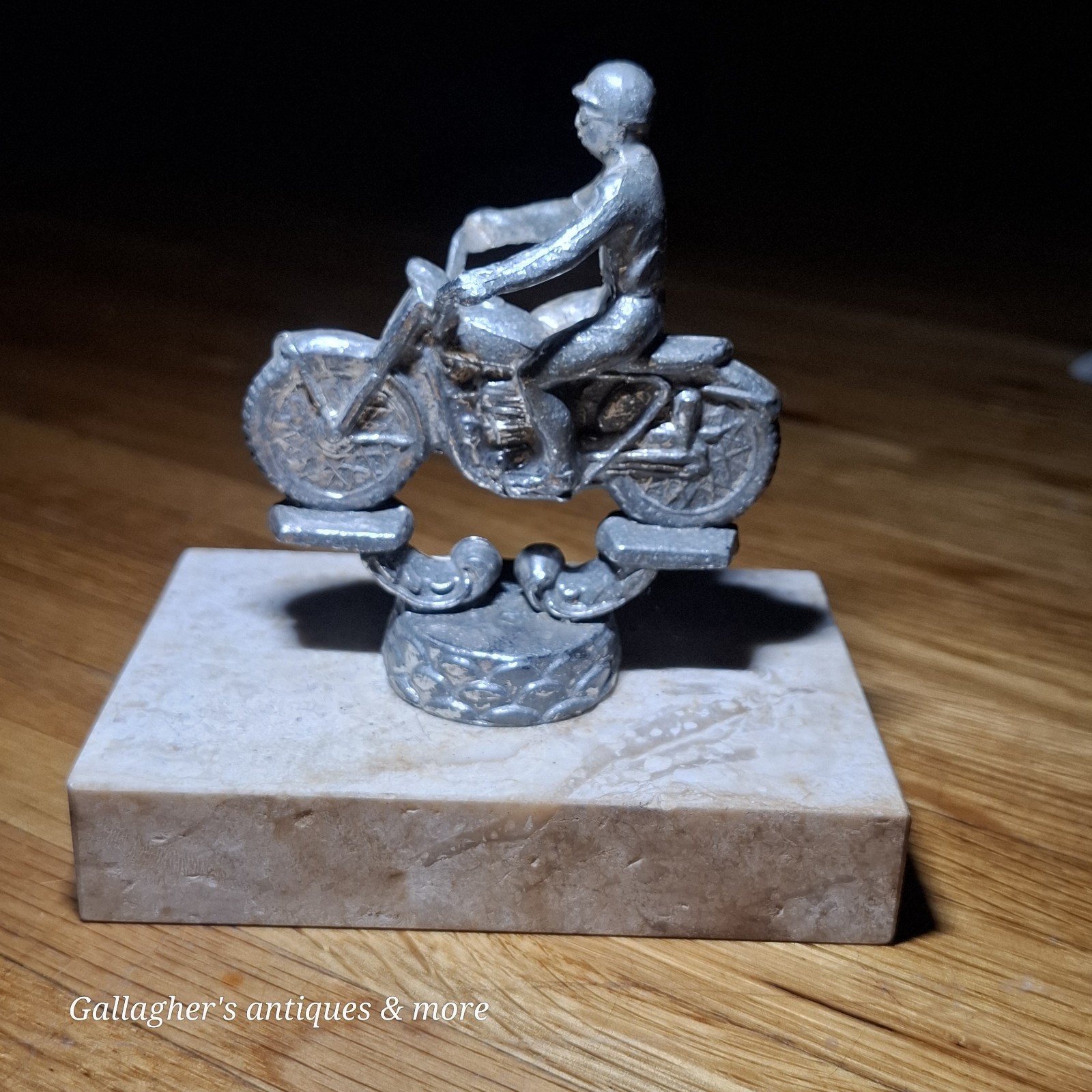 Vintage 1940/50s Motorcycle Trophy Metal marble Dirt bike racing harley Davidson