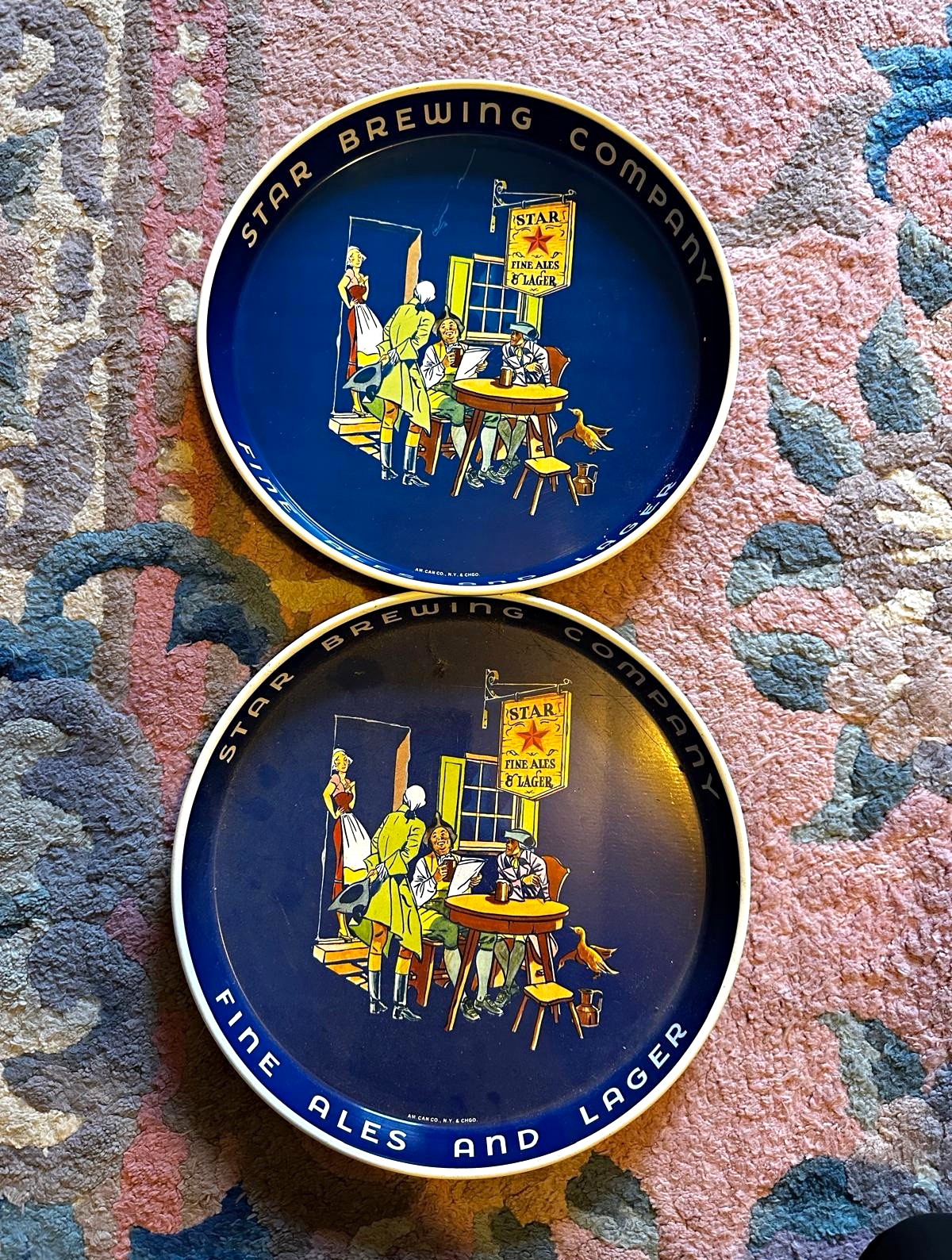 Vintage Star Brewing Company Fine Ales & Lager Beer Trays Set of 2