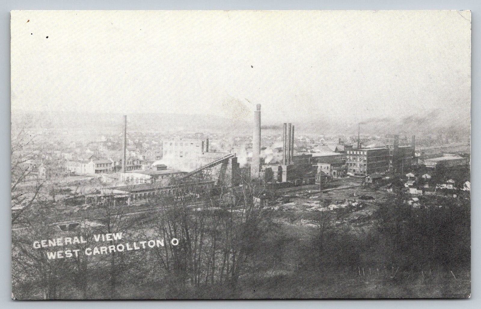 Factory West Carrollton OH Postcard Ohio industrial smokestacks town view c1910 Factory West Carrollton OH Postcard Ohio industrial smokestacks town view c1910