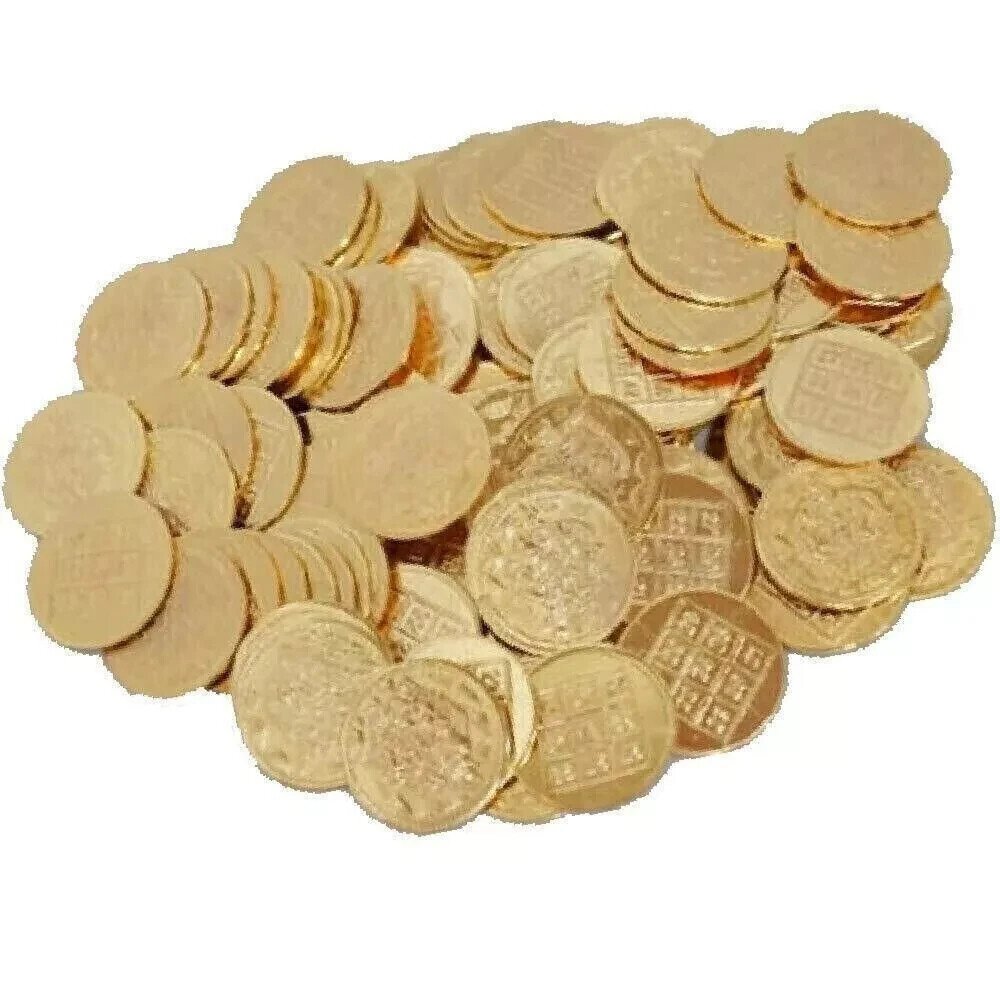 Divine PujaCelebrations Lakshmi Kubera Brass Pooja Coins Gold, Set of 108 pcs
