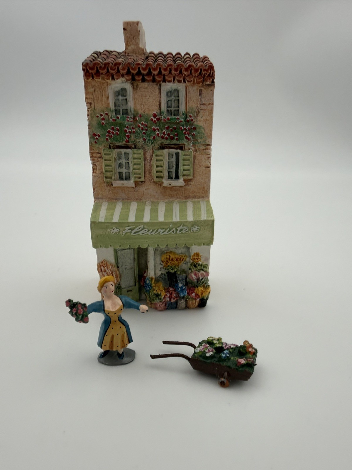 J Carlton Dominique Gault Fleuriste Flower Shop Vendor Cart 3 Pc Miniature