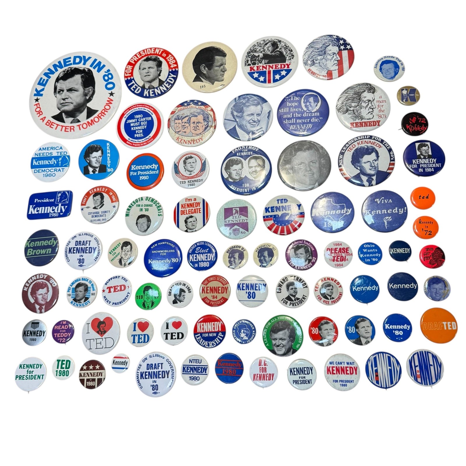 Vintage Ted Kennedy Campaign Pinback Buttons Lot 79 1972 1980 1984 Political