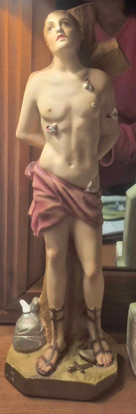 Vintage Chalkware Saint Sebastian Statue 15