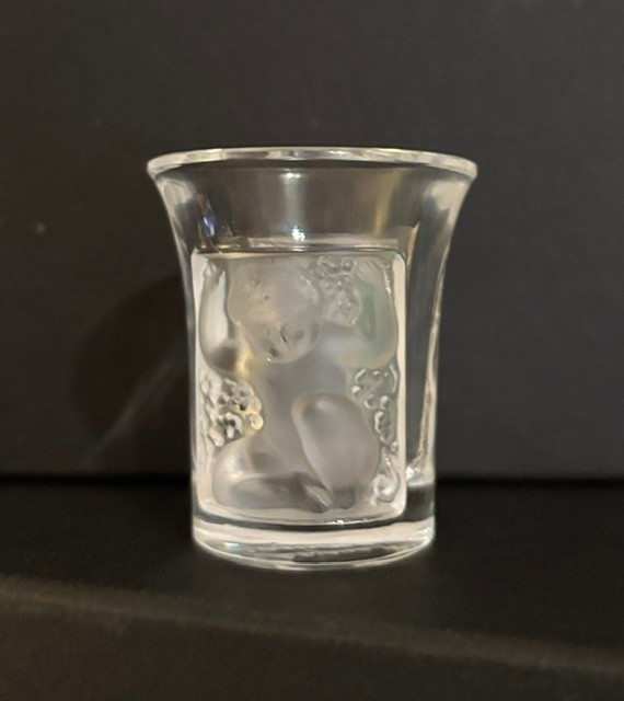 Vintage Authentic Lalique France Crystal Shot Glass/Toothpick Holder