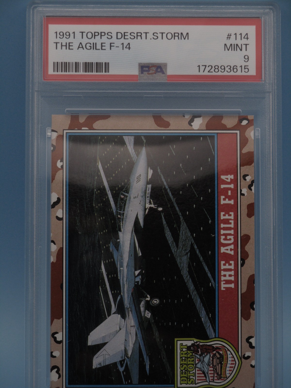 1991 Topps Desert Storm card #114 The Agile F-14 Tomcat PSA 9 MINT Military Jet