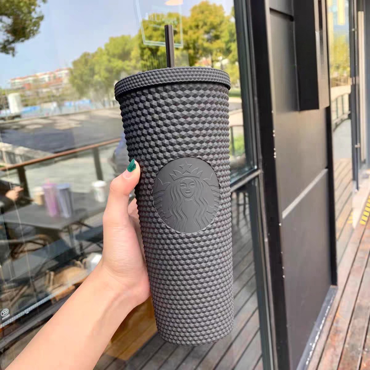 Starbucks Limited Edition Studded Tumbler Cup - Matte Black Venti Cup 24oz/710ml