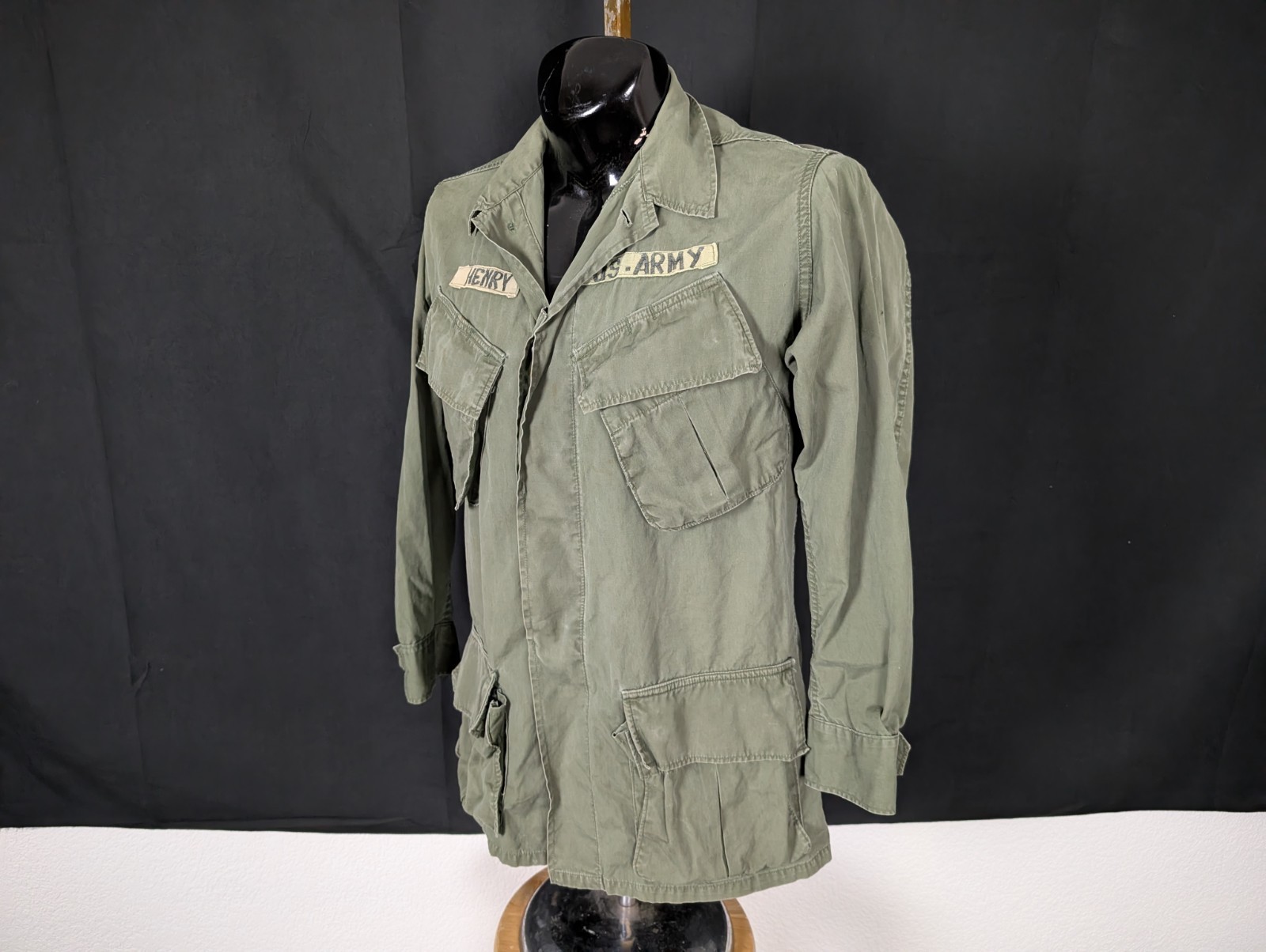 Vintage US Military Tropical Jacket Third Pattern In-Country Tape OG-107 Vietnam