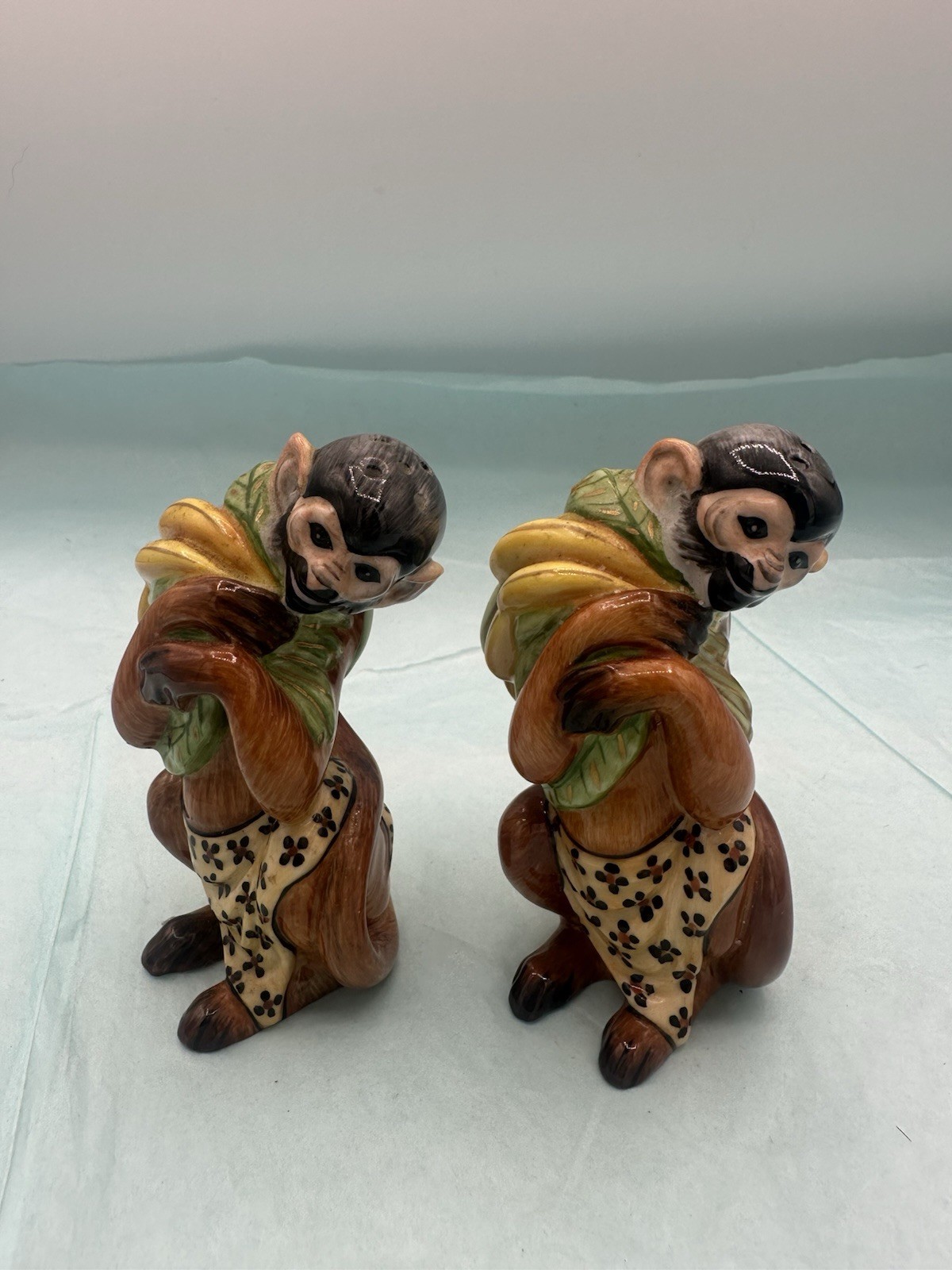 Hollohaza Lynn Chase Monkey Business Porcelain Salt & Pepper Shakers Set Bananas