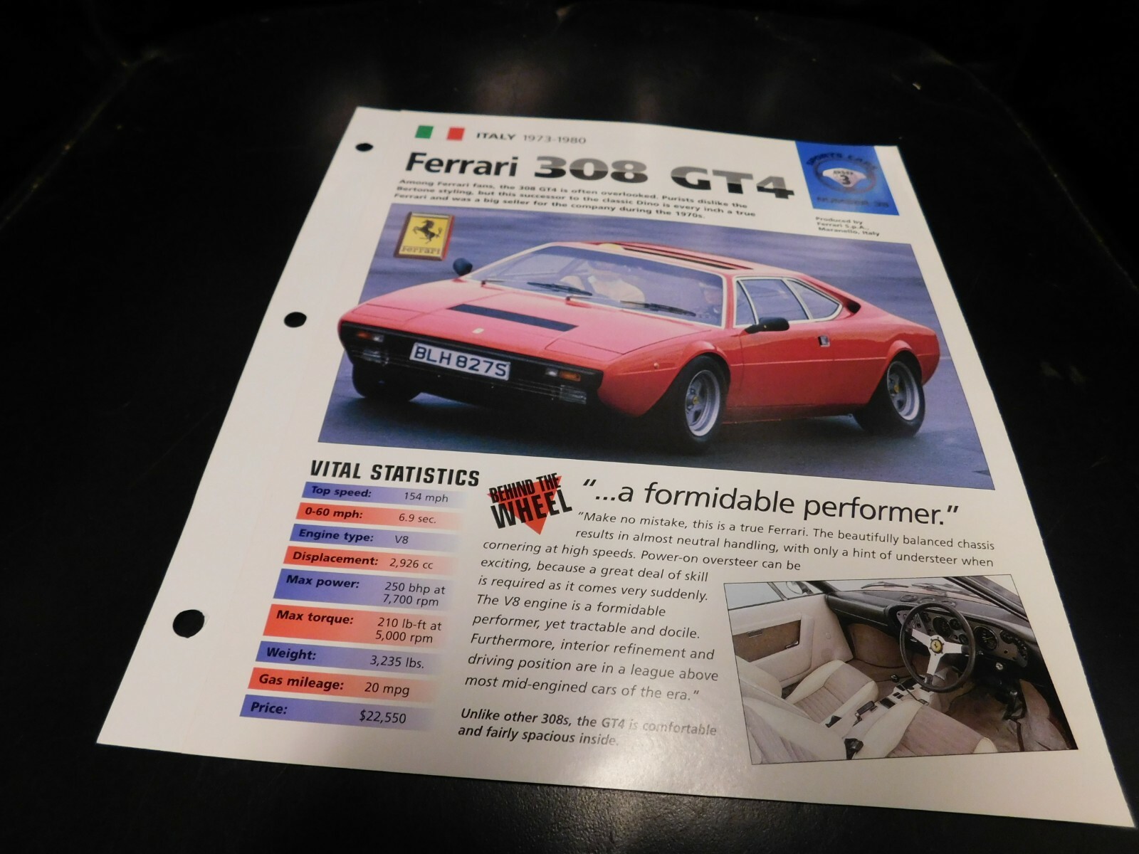 1973-1980 Ferrari 308 GT4 Spec Sheet Brochure Photo Poster 74 75 76 77 78 79 1973-1980 Ferrari 308 GT4 Spec Sheet Brochure Photo Poster 74 75 76 77 78 79