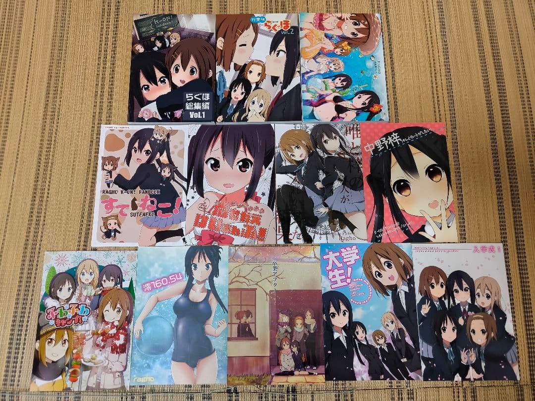 14+ K-ON Ragho Doujinshi Set 12 Books with 2 Postcards Azusa Mio Yui Ritsu