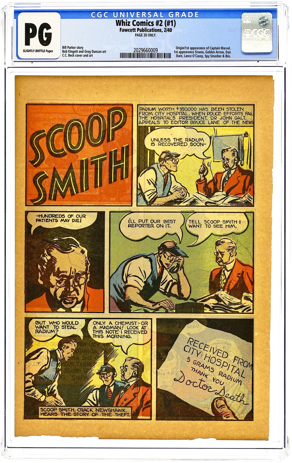 Whiz Comics (1940 Fawcett) 1(2) CGC Page 20 Only 2029660009