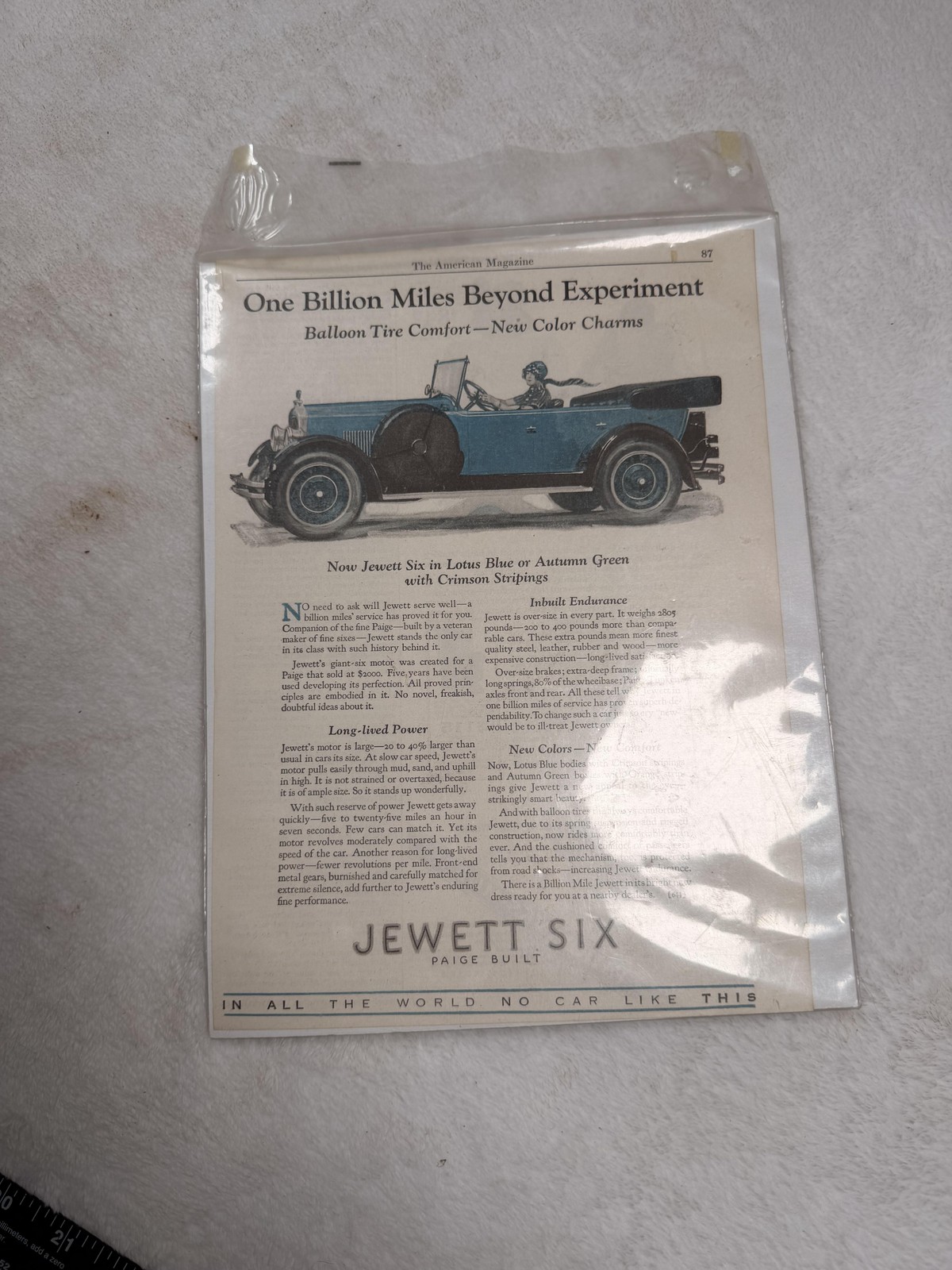 Vintage Jewett Six Print Ad One Billion Miles Beyond Experiment Multi Color
