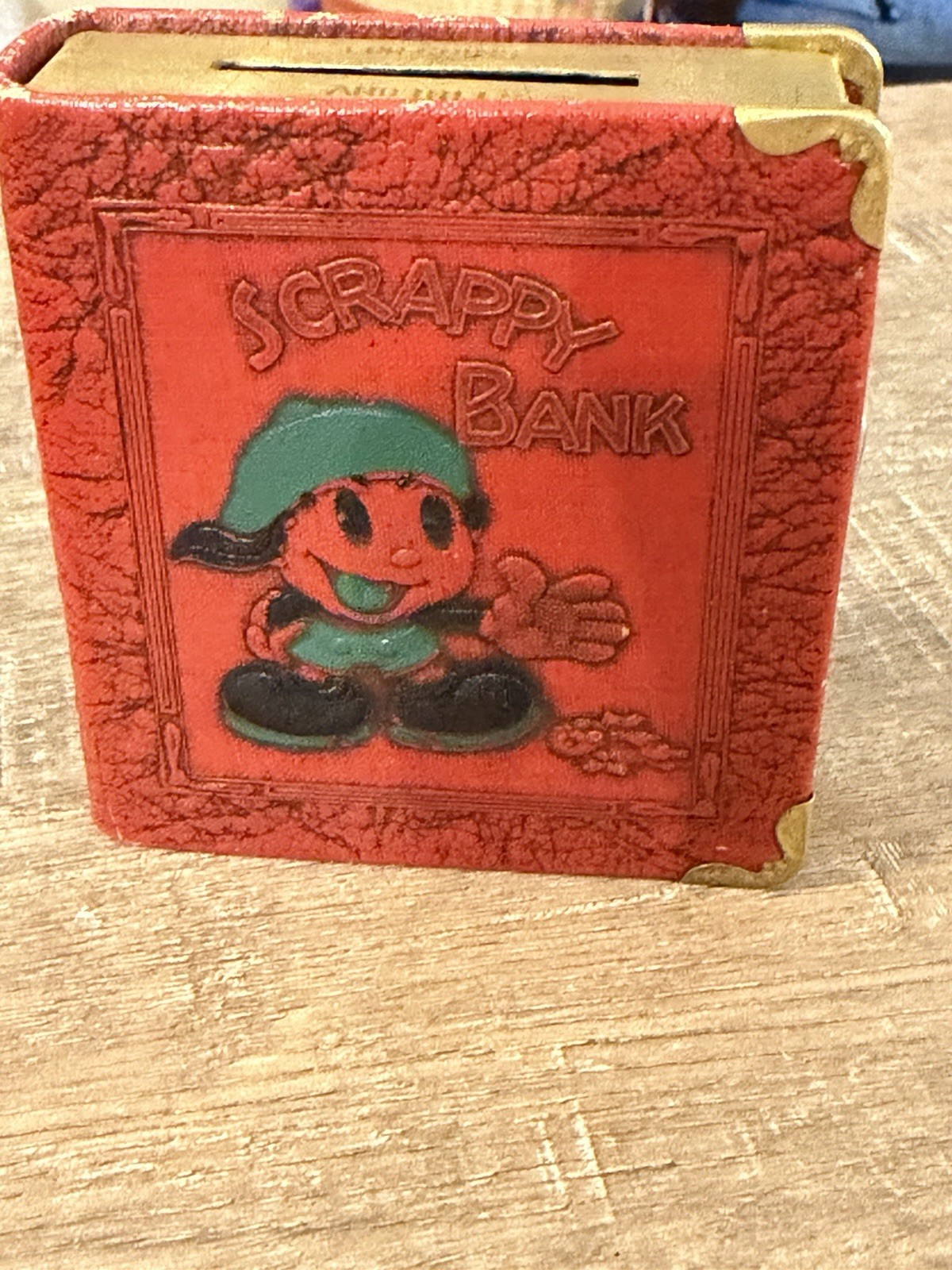 Vintage Scrappy Red Zell Bank With Key 1935