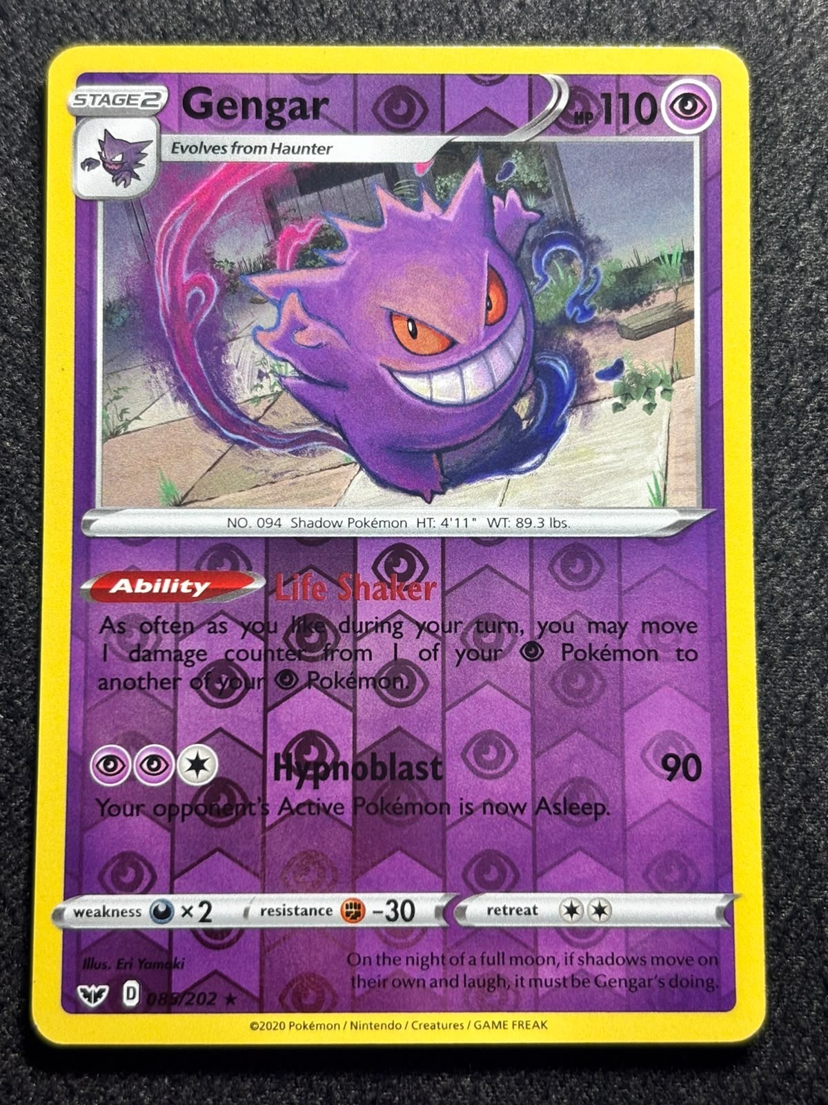 Gengar 085/202 Pokemon Card Sword & Shield Reverse Holo Rare Yamaki TCG LP Gengar 085/202 Pokemon Card Sword & Shield Reverse Holo Rare Yamaki TCG LP