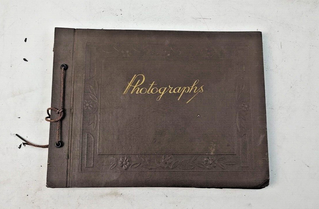 Vintage 1920s-30s Photo Album with 66 Postcards - 9.5” x 12.5”