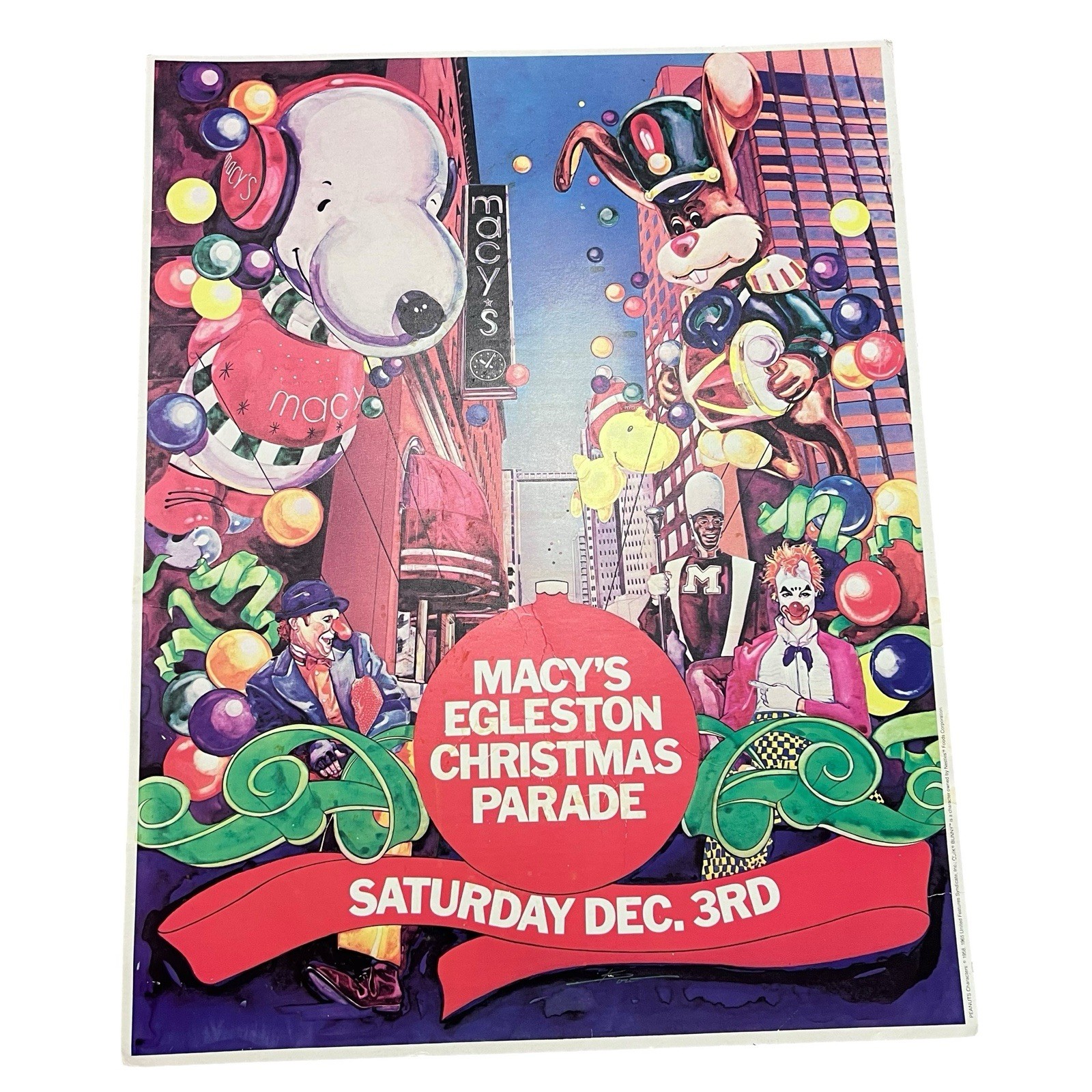 Vintage 1988 Macy's Atlanta Christmas Parade Poster Spider-Man Shamu McDonald