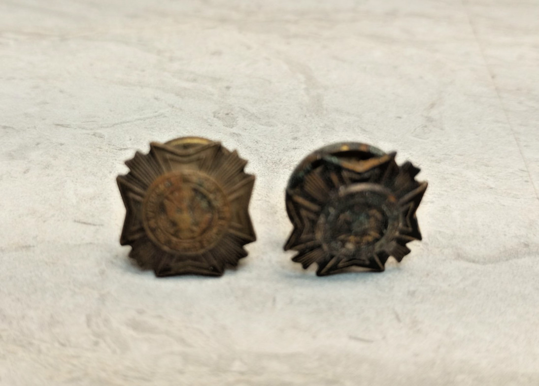 Early VFW Veterans of Foreign Wars Lapel Pin Cross Eagle Shield Crest Lot of 2