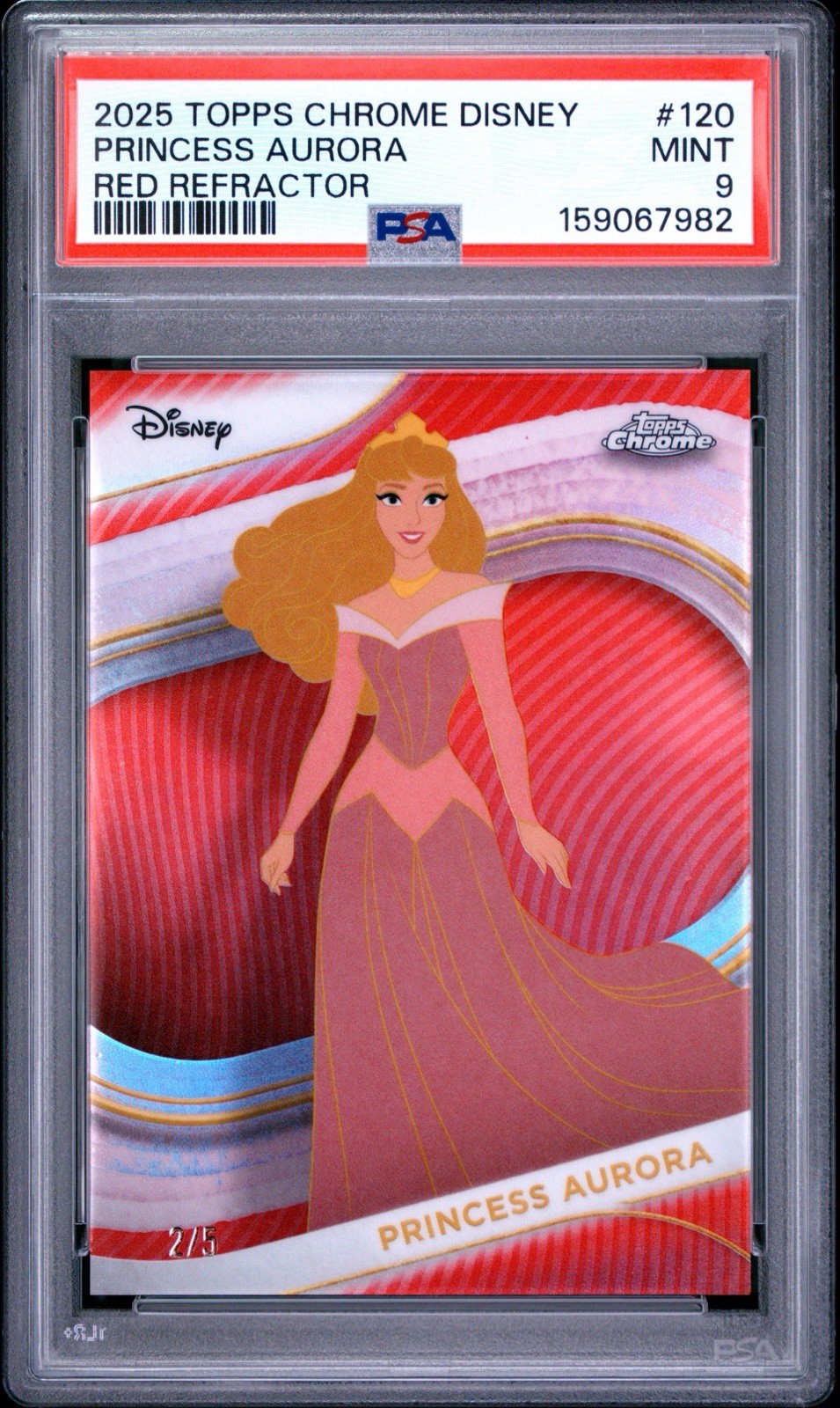2025 TOPPS CHROME DISNEY #120 PRINCESS AURORA RED /5 PSA 9 2025 TOPPS CHROME DISNEY #120 PRINCESS AURORA RED /5 PSA 9