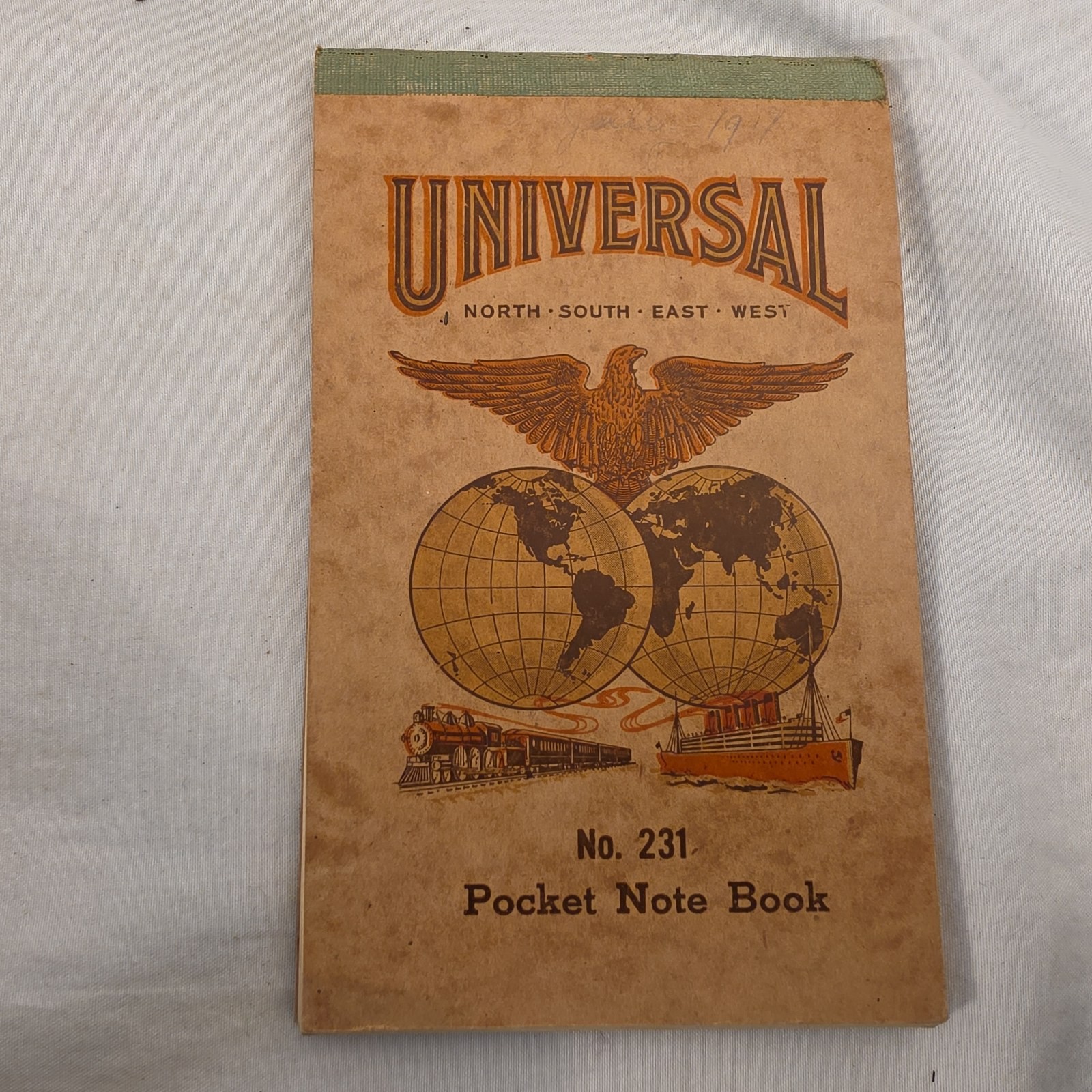 Vintage WWI Era Universal No 231 Pocket Note Book Handwritten Diary Journal 1917