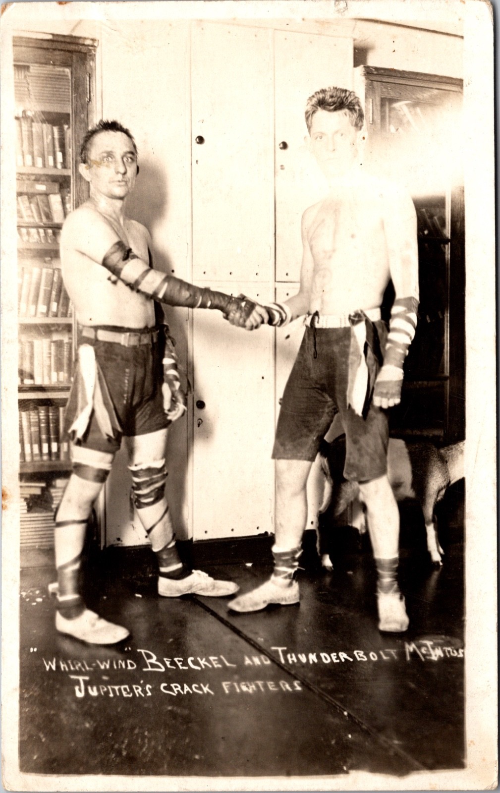 Real Photo Postcard Whirlwind Beeckel Thunderbolt Mentzer Boxing Fighters